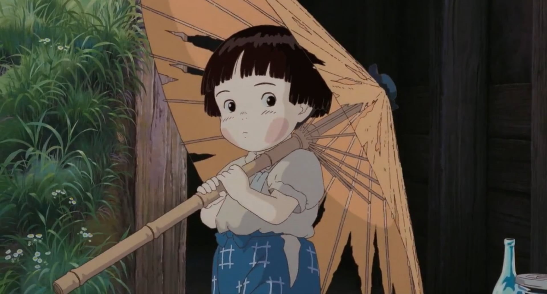 anime girls, 720P, Grave of the Fireflies, Studio Ghibli, Animated Girl, Japanese Art, parasol, anime, umbrella, Japanese characters, children, HD Wallpaper