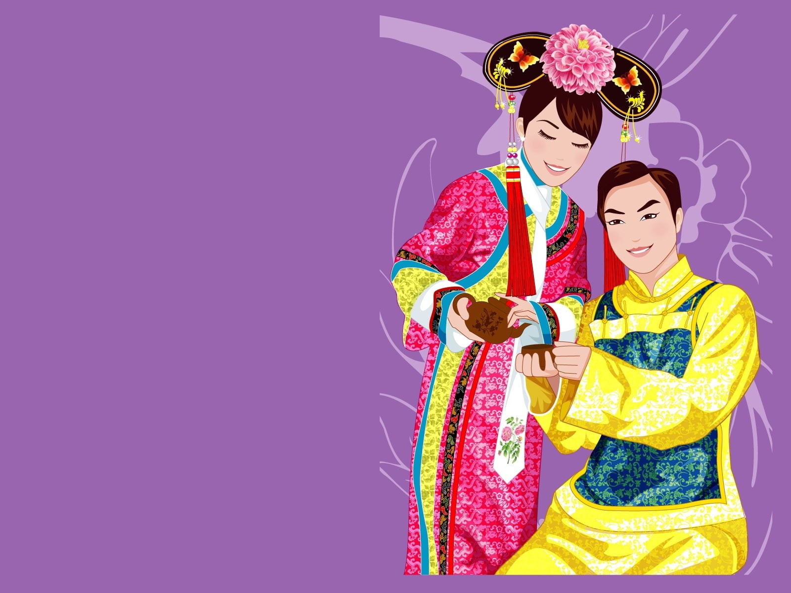 kyoto Prefecture, women, boy, geisha, females, beauty, beautiful woman, adult, portrait, china, girl, east Asian Culture, tea party, heterosexual couple, HD Wallpaper