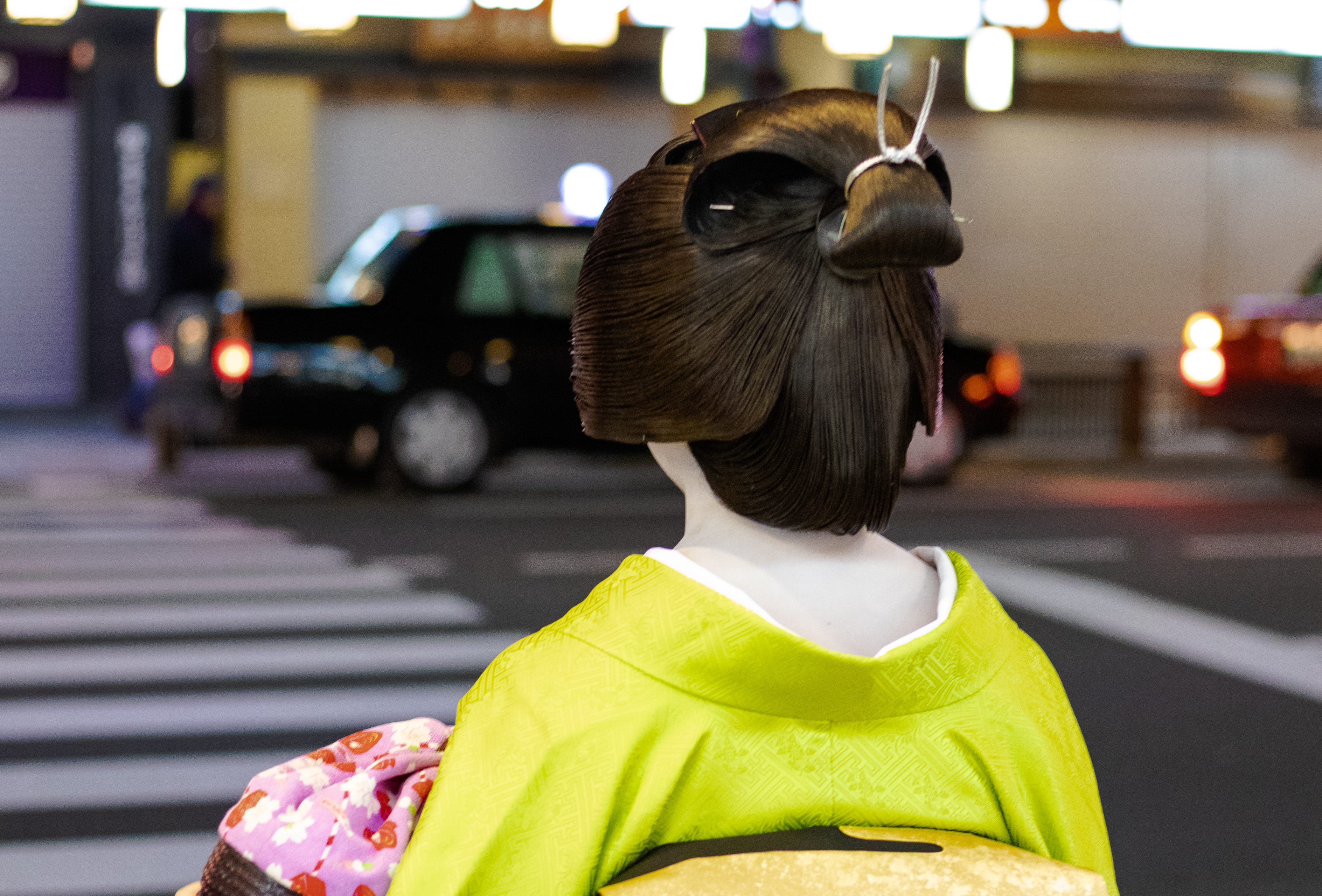 street, 2K, asphalt, road, automobile, headshot, women, portrait, geiko, transportation, car, city, architecture, mode of transportation, zebra crossing, HD Wallpaper