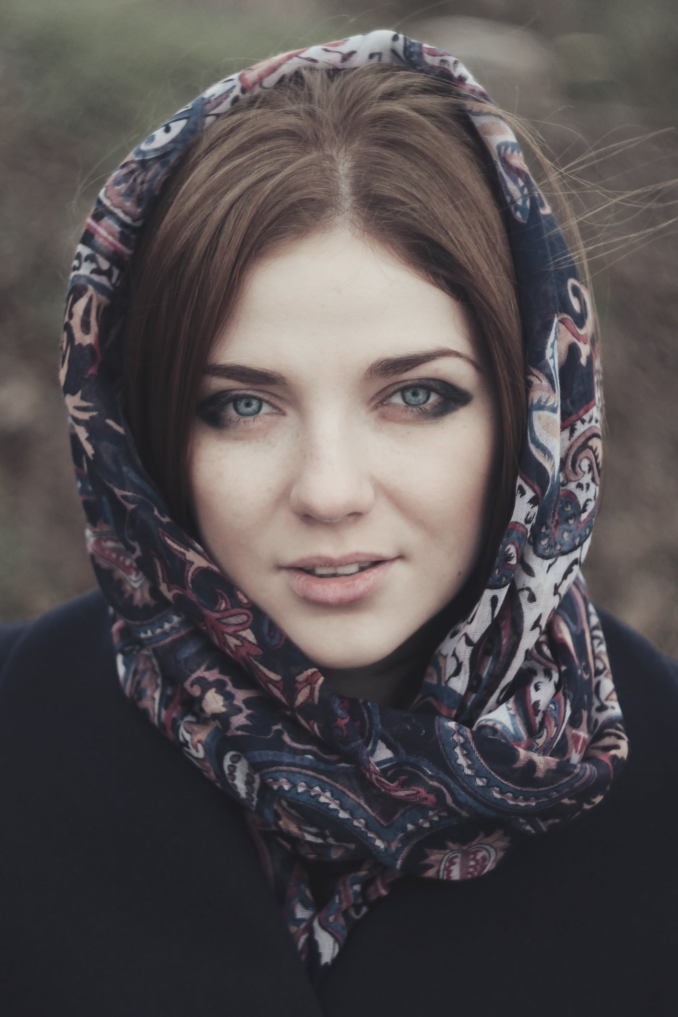 blue, one Person, muslim, focus on foreground, headshot, smiling, fashion, head, day, ethnicity, portrait, scarf, young Adult, lady, fashionable, culture, Phone HD Wallpaper