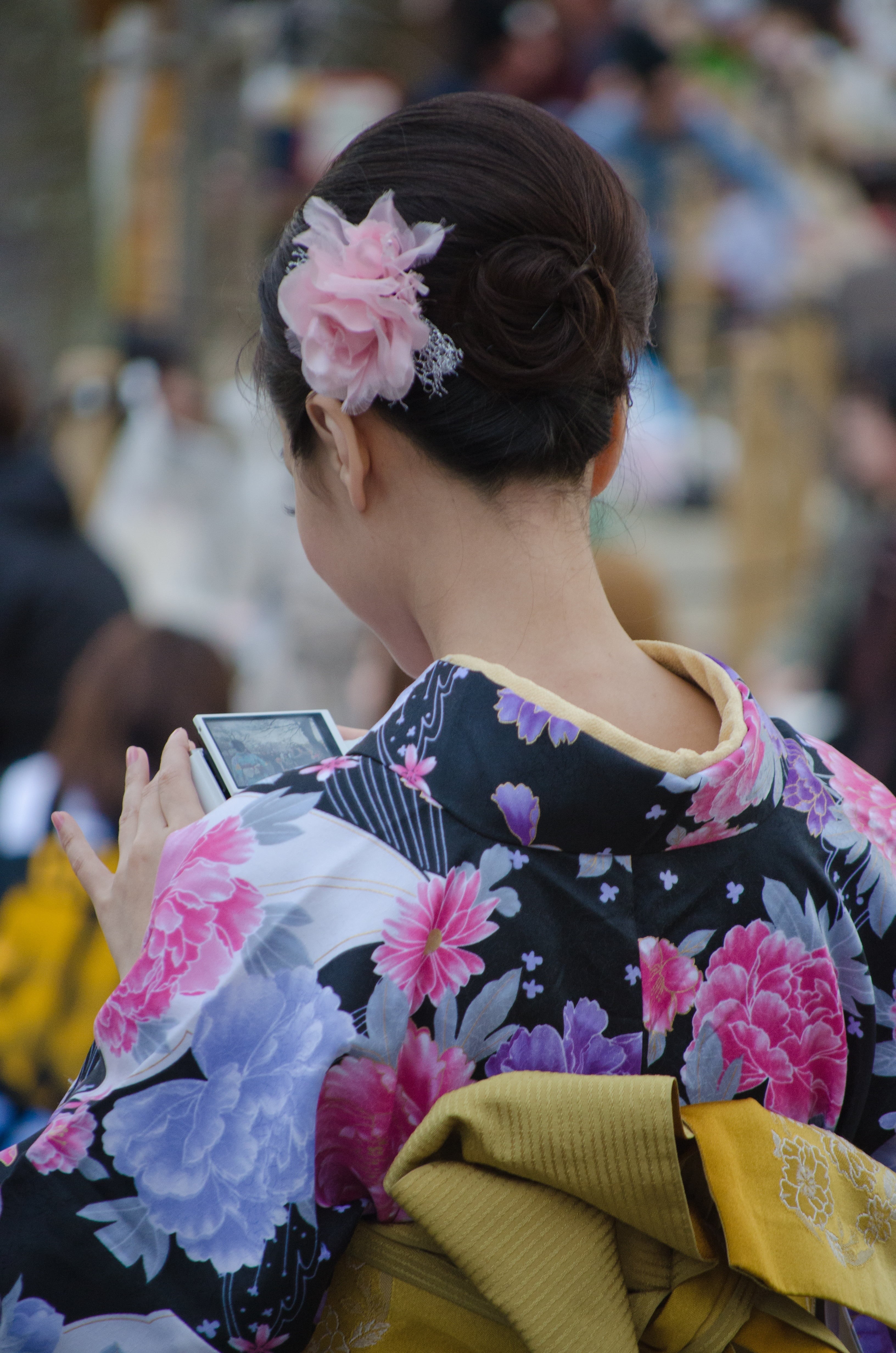 head, flowering plant, japanese Culture, d7000, outdoors, culture, flowers, wearing, digital, exotic, colorful, photo, purple, incidental people, kansai, Phone HD Wallpaper