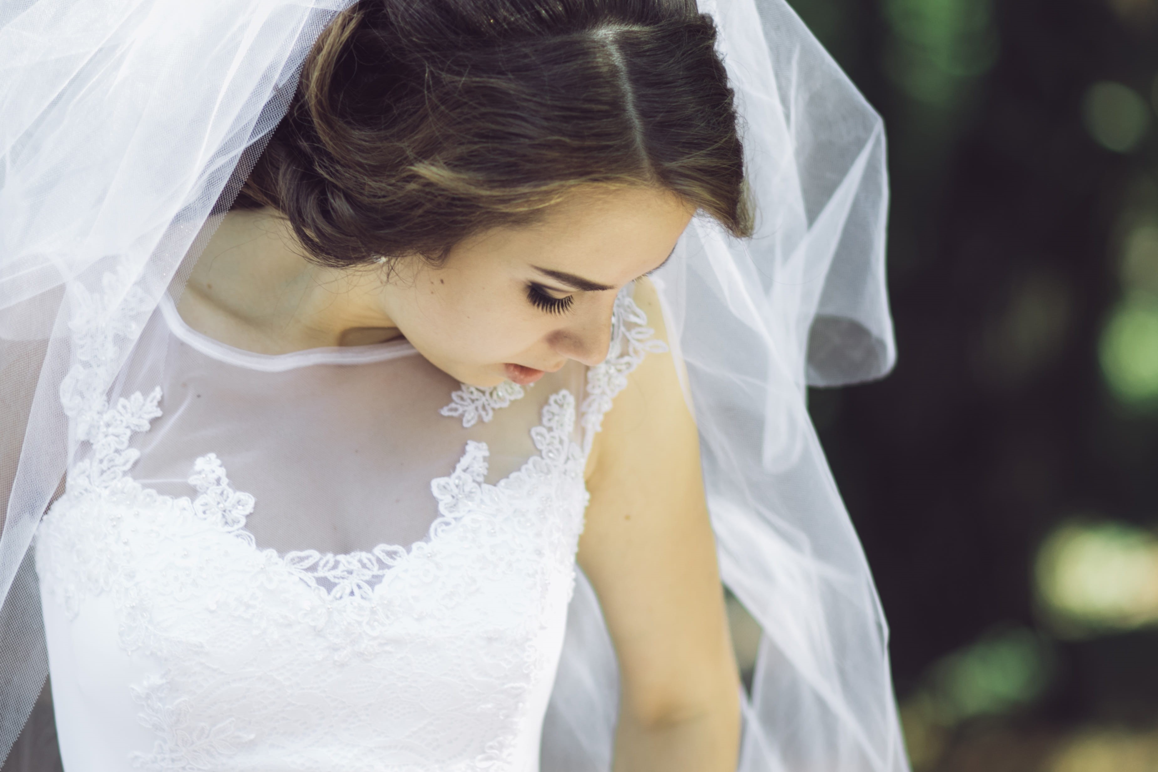 life events, love, veil, females, close-up, standing, newlywed, adult, white, girl, female, holidays And Celebrations, woman, outdoors, married, couple - relationship, HD Wallpaper