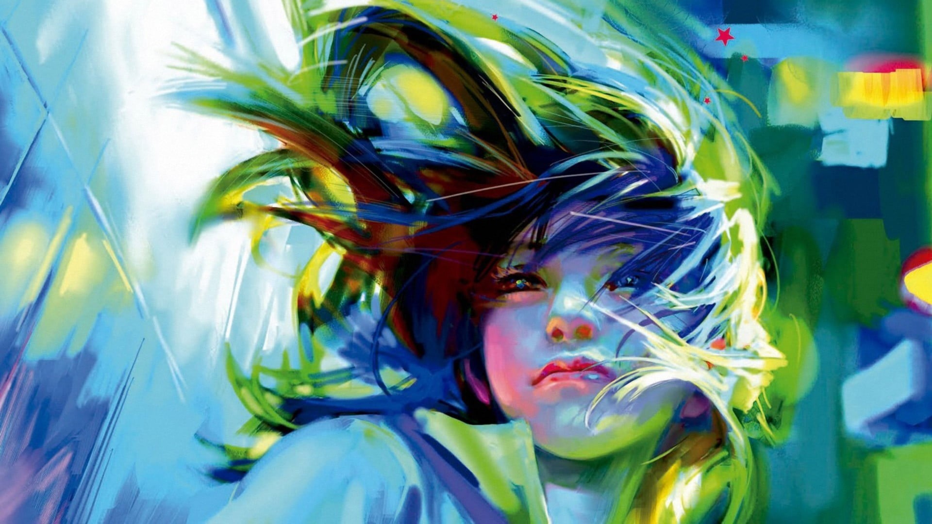 fashion, s, colorful, nature, women, multicolored, multi colored, young adult, contemplation, young women, artwork, studio shot, hairstyle, beauty, one person, HD Wallpaper