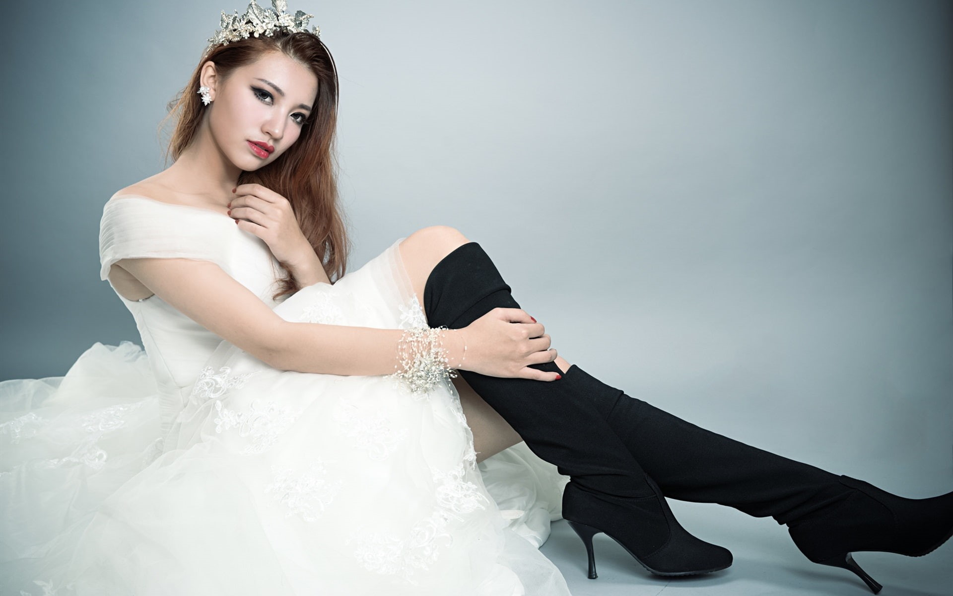 Dress, Pose, 1080P, White, Girl, Asian, HD Wallpaper