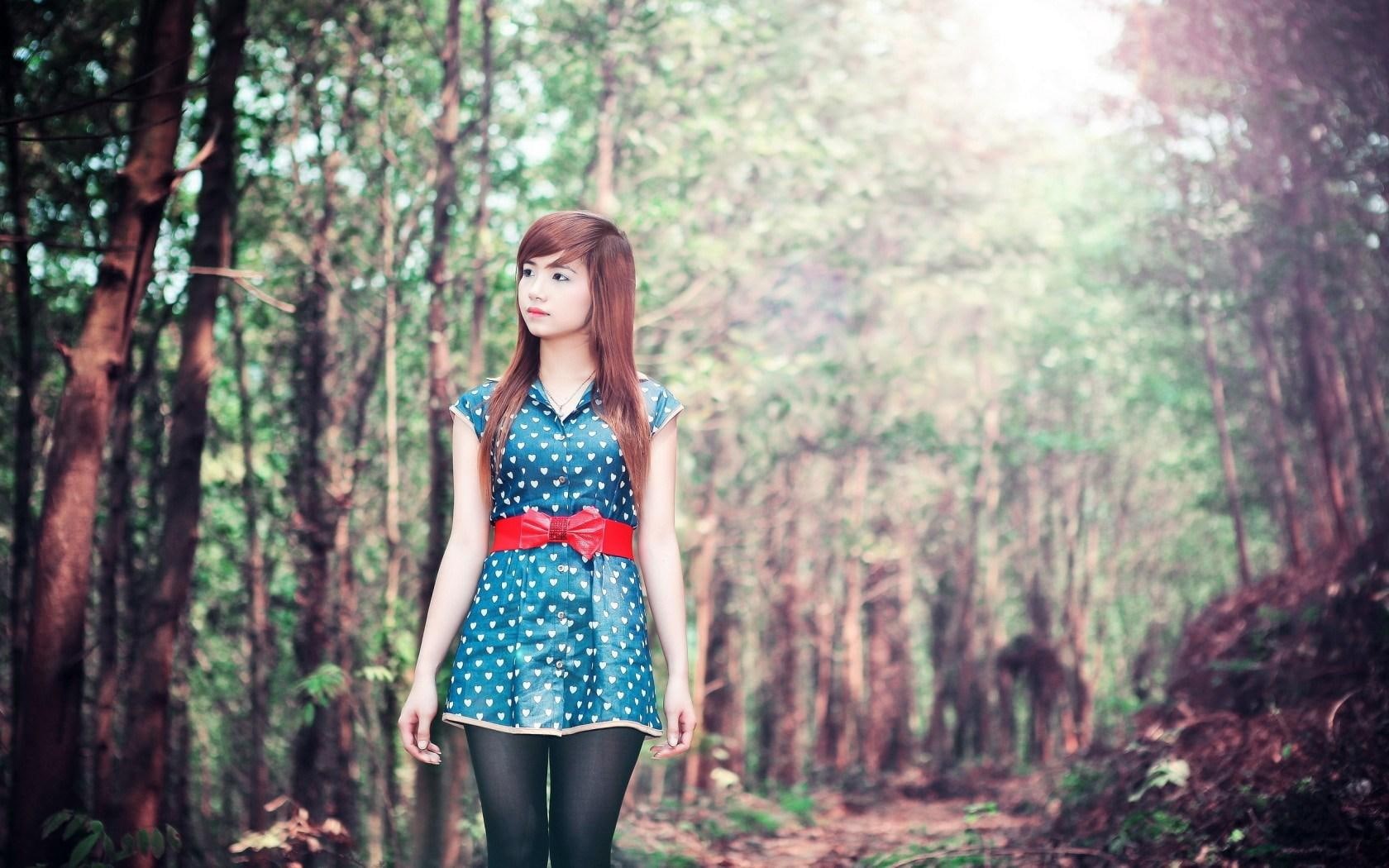 girl, nature, 720P, fashion, asian, dress, HD Wallpaper