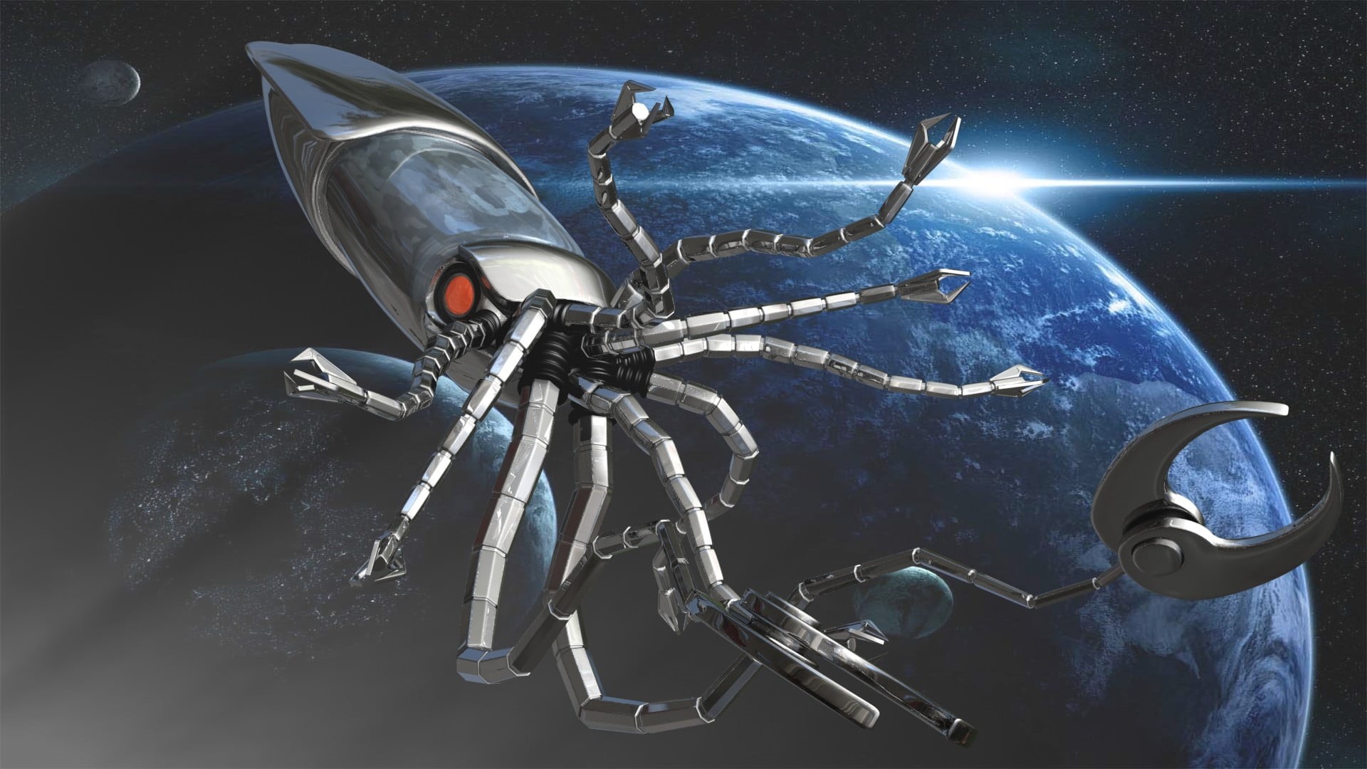 sea monsters, octopus, security, animal wildlife, day, stars, claws, futuristic, space, digital art, nature, no people, metal, representation, close-up, HD Wallpaper