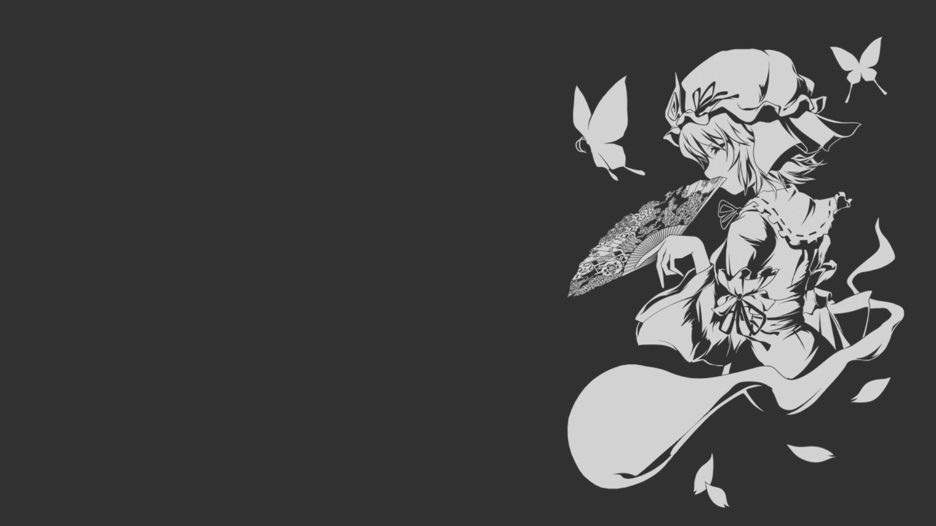 minimalism, copy space, holding, outdoors, 1080P, sky, dark, illuminated, Saigyouji Yuyuko, representation, mammal, night, creativity, video games, livestock, HD Wallpaper