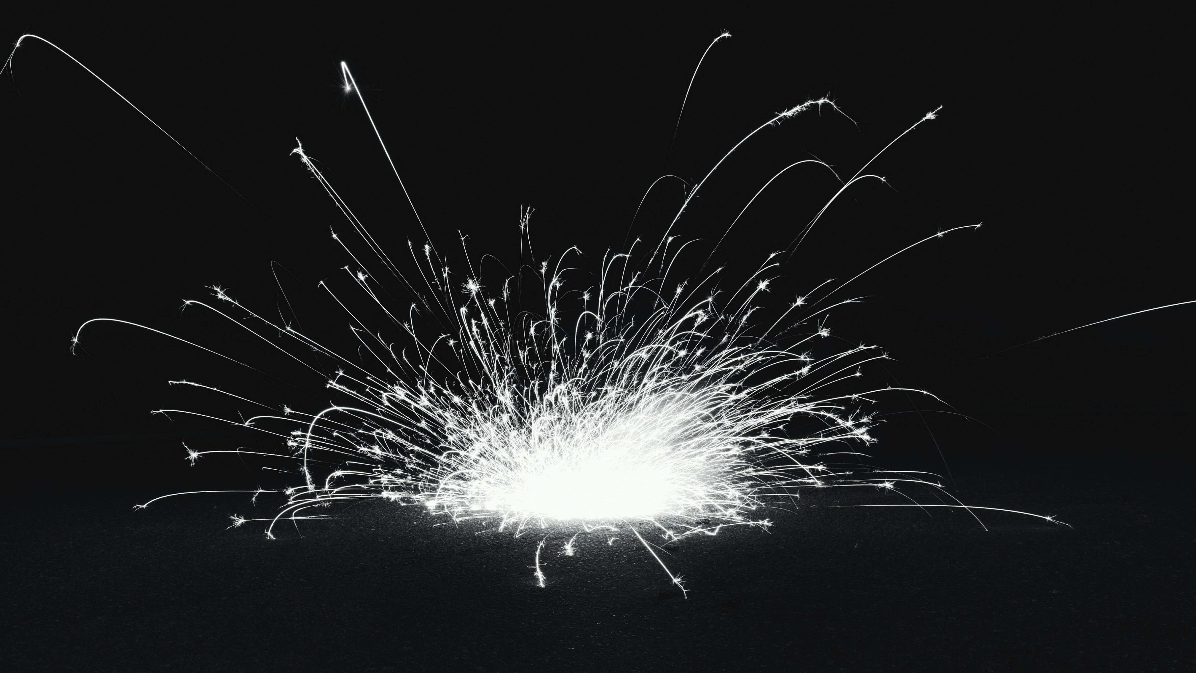 celebration, photography, abstract, firework display, 4K, outdoors, long exposure, monochrome, illuminated, motion, arts culture and entertainment, burning, HD Wallpaper