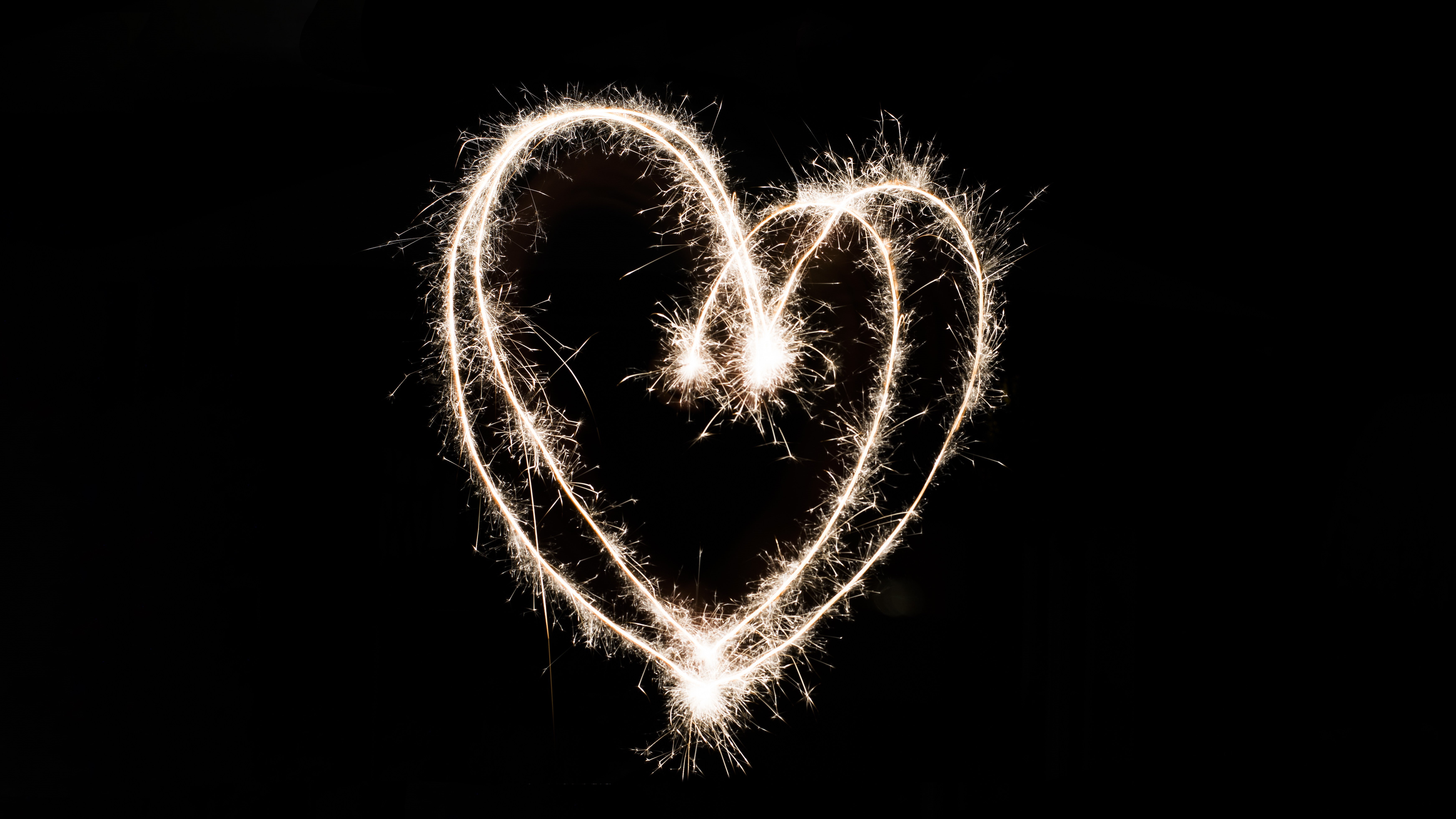 new years eve, night, glowing, creativity, blurred motion, heart sparkler, long exposure, love, black background, celebration, dark, motion, arts culture and entertainment, HD Wallpaper