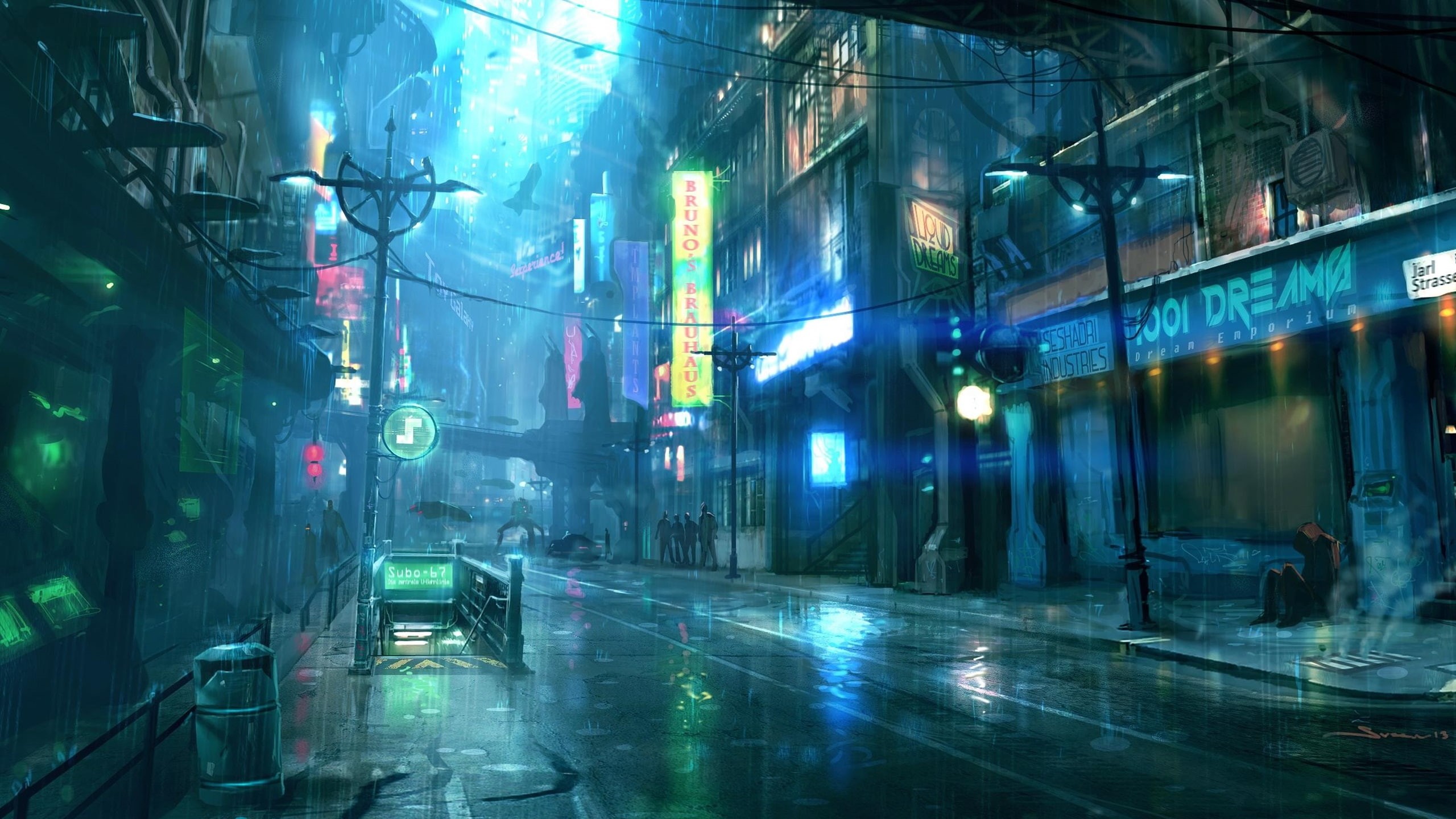 Buildings, Art, Rainy, 2K, Design, Street, Night, City, HD Wallpaper