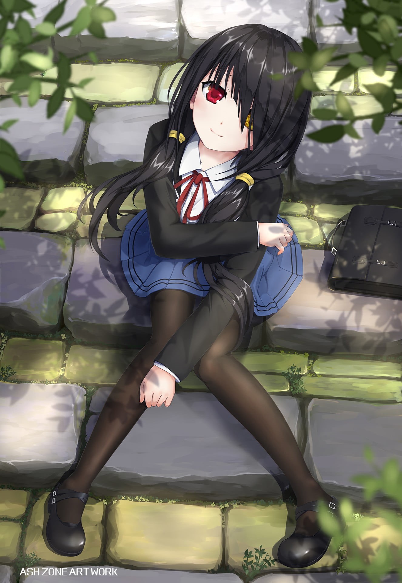 clothing, day, anime, best gril, people, looking at camera, real people, illustration, anime girls, heterochromia, lifestyles, full length, females, tokisaki, Phone HD Wallpaper