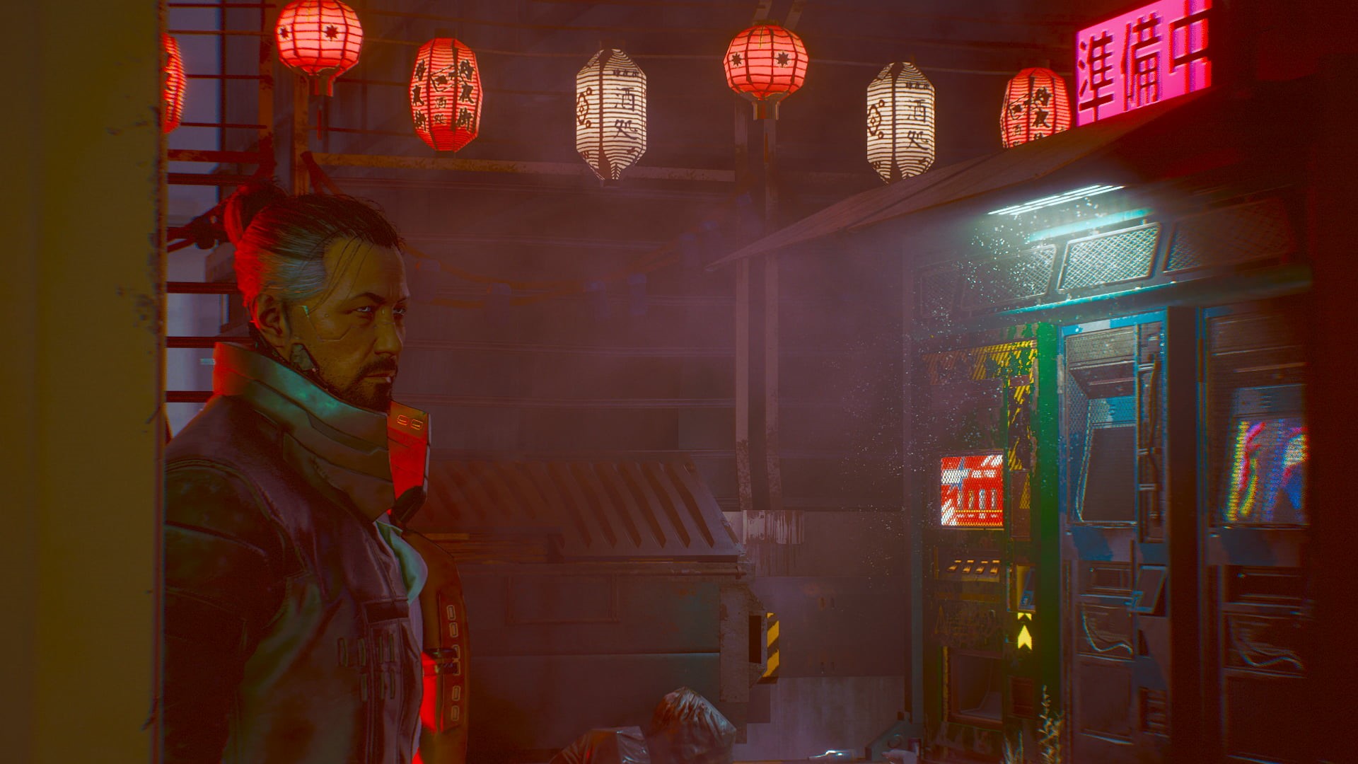 Takemura, 1080P, Cyberpunk 2077, CD Projekt RED, Japanese characters, Chinese architecture, HD Wallpaper