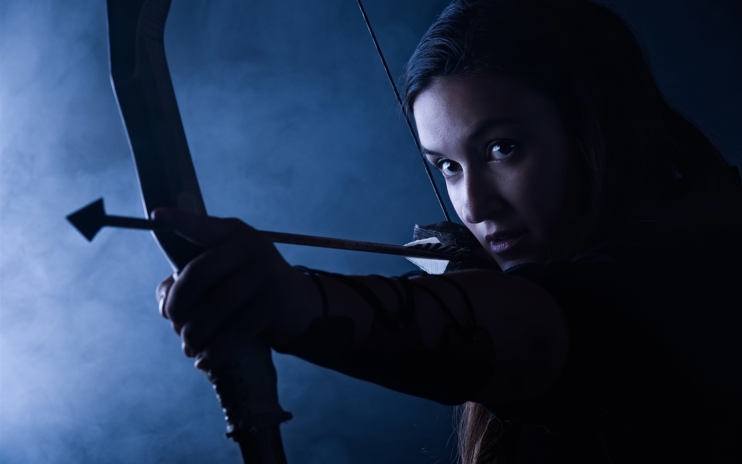 Beautiful, wooden, Arrow, 2K, Bow, Girl, Archer, black, HD Wallpaper