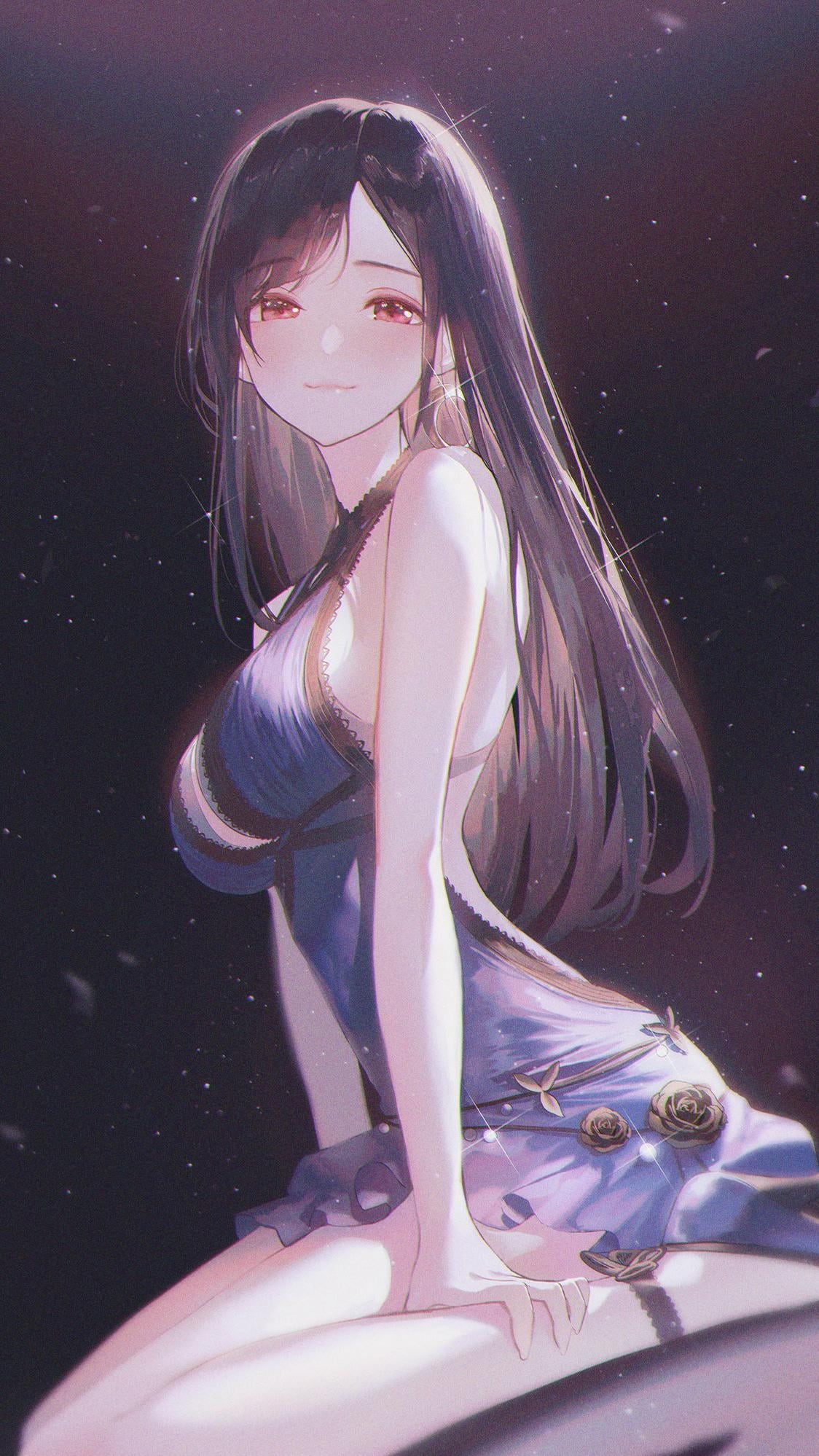 1080P, anime girls, long hair, Tifa Lockhart, Phone HD Wallpaper