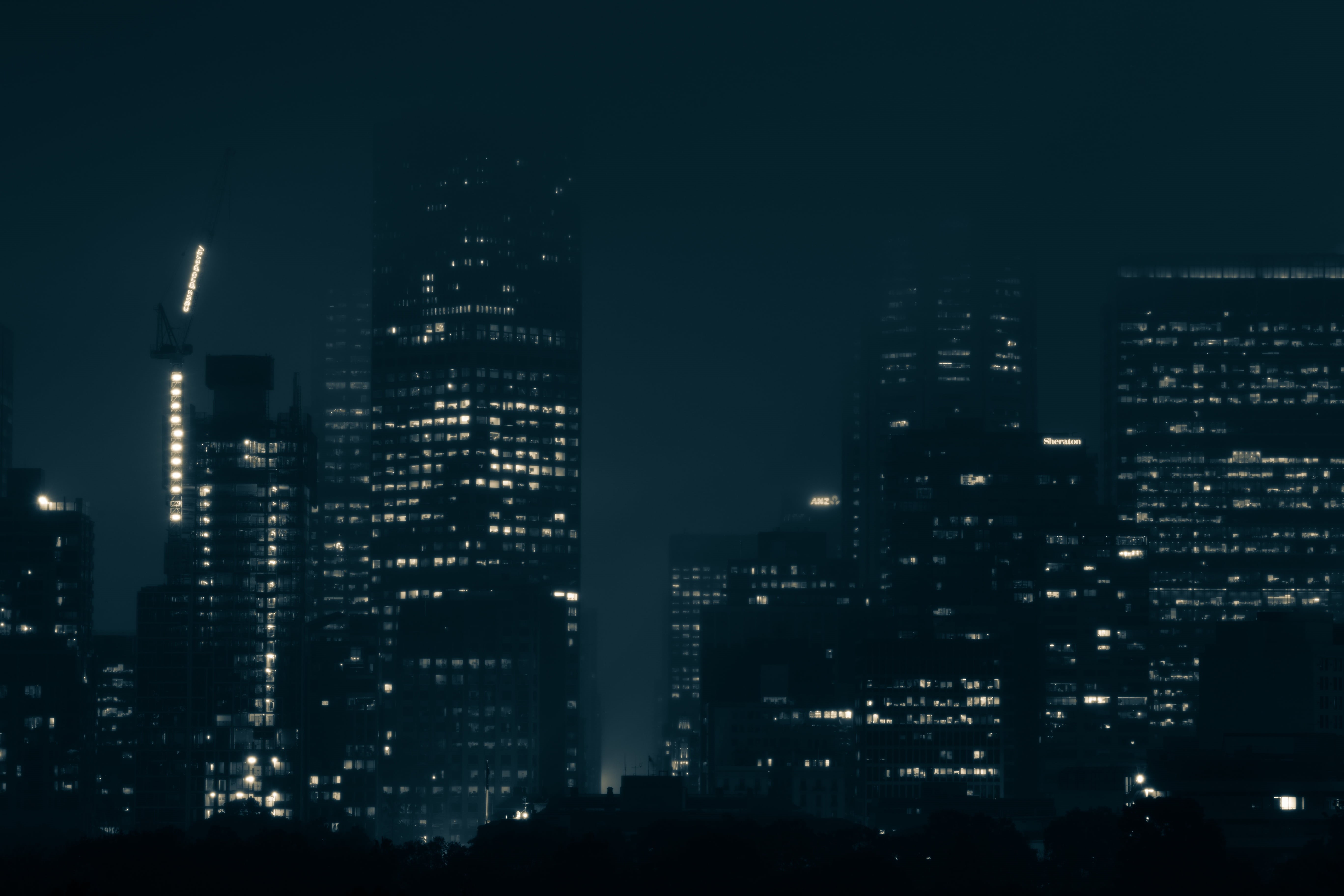 building exterior, tall - high, architecture, modern, urban skyline, night, sky, no people, residential district, rise, travel destinations, building, apartment, HD Wallpaper