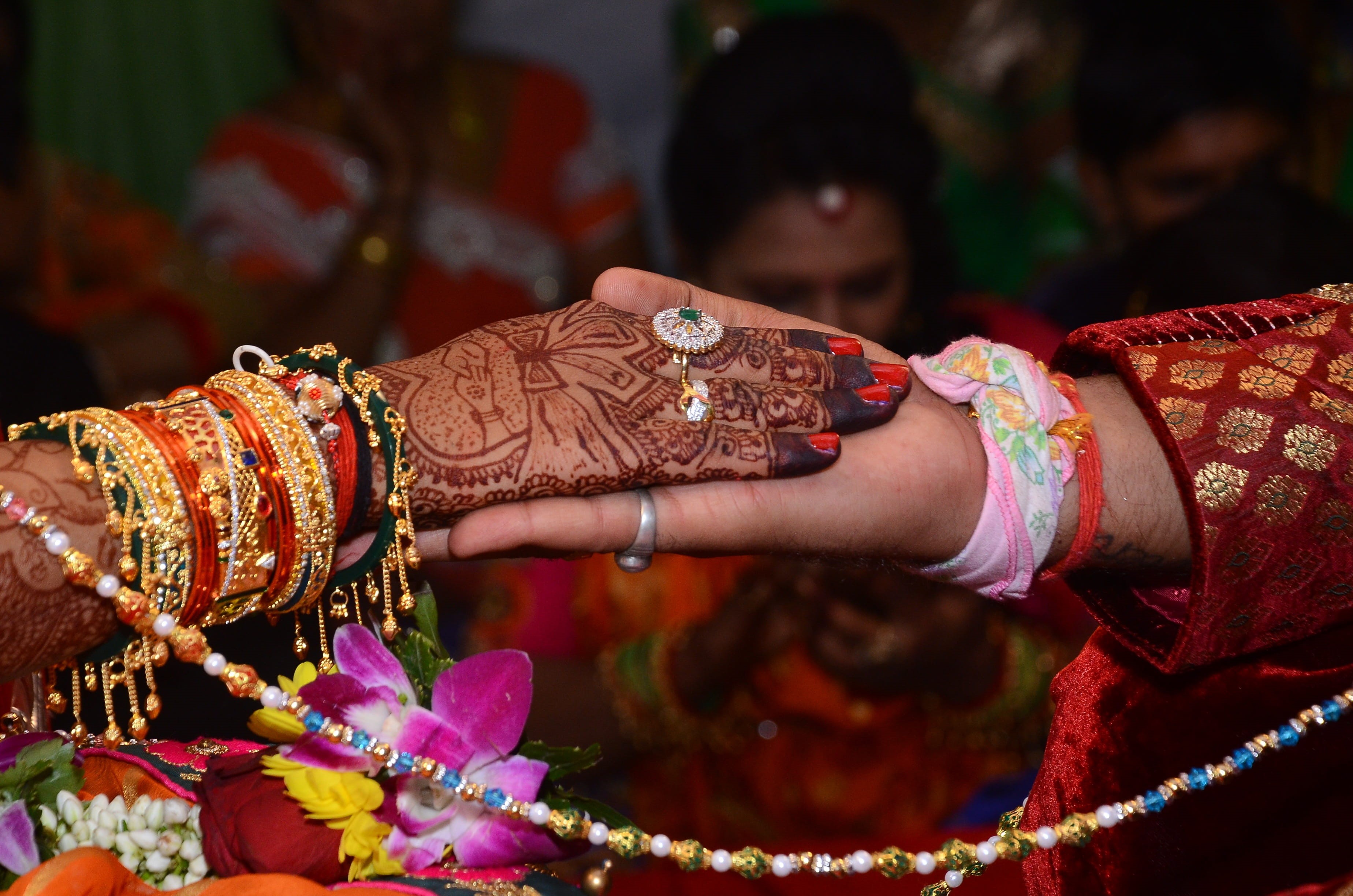 women, woman, traditional ceremony, jewellery, dress, wedding, tradition, wedding ceremony, indian, bride, hindu, gold, ceremony, life events, decoration, HD Wallpaper