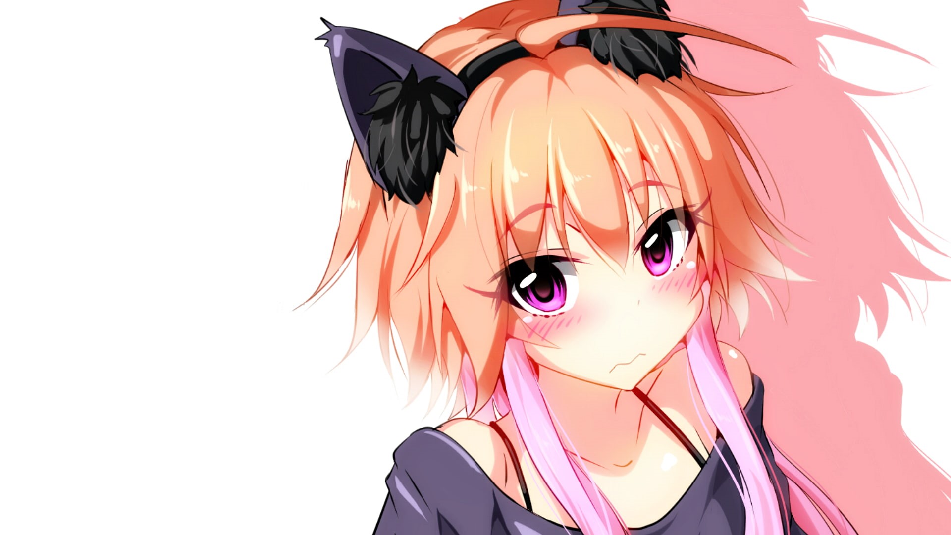 loli, hairstyle, close-up, hair, beautiful woman, one person, indoors, animal ears, 1080P, white background, real people, looking at camera, human body part, HD Wallpaper