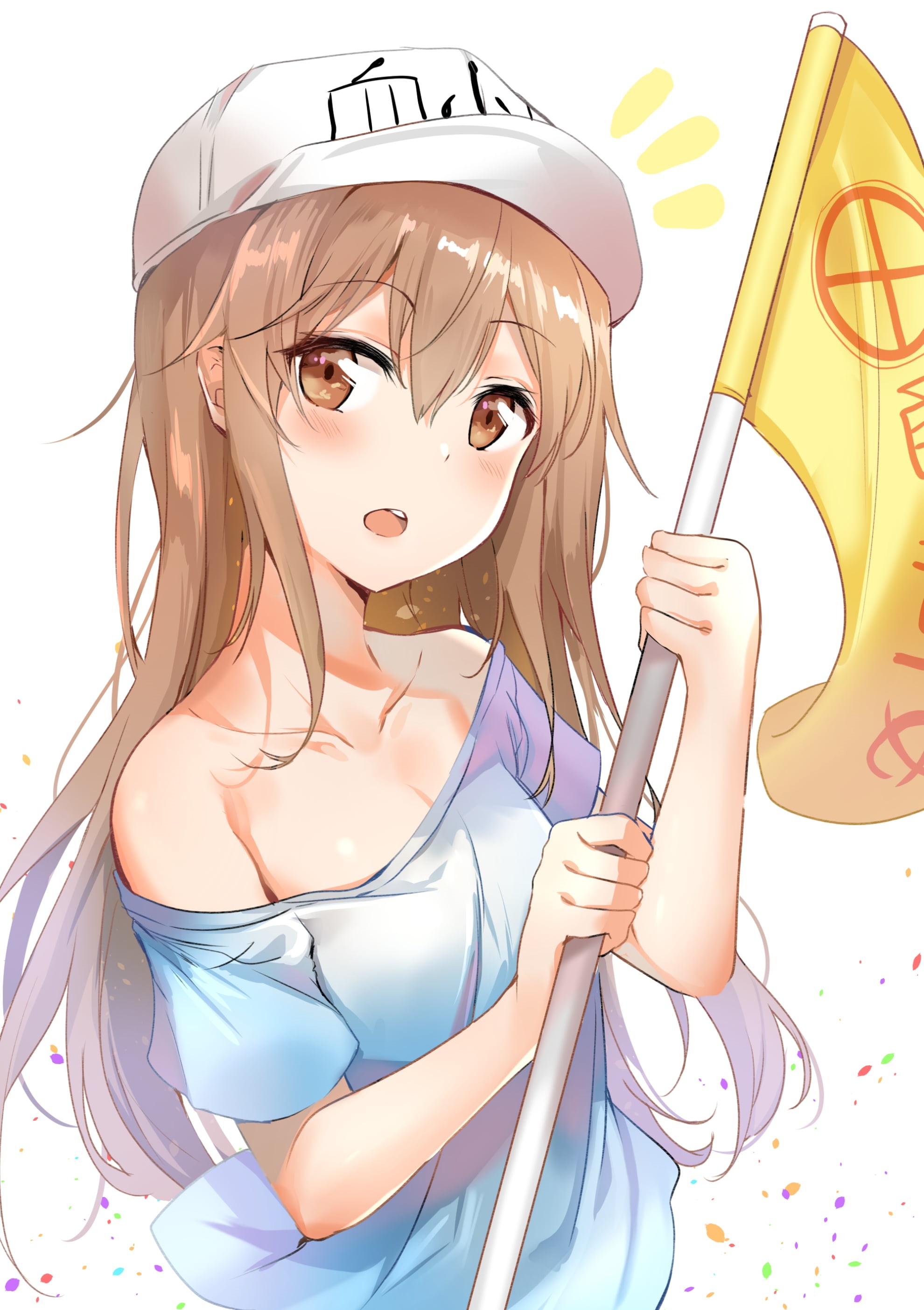 young adult, happiness, emotion, looking at camera, hair, beautiful woman, Platelet-chan, women, cells, Hataraku Saibou, beauty, one person, uniform, children, Phone HD Wallpaper