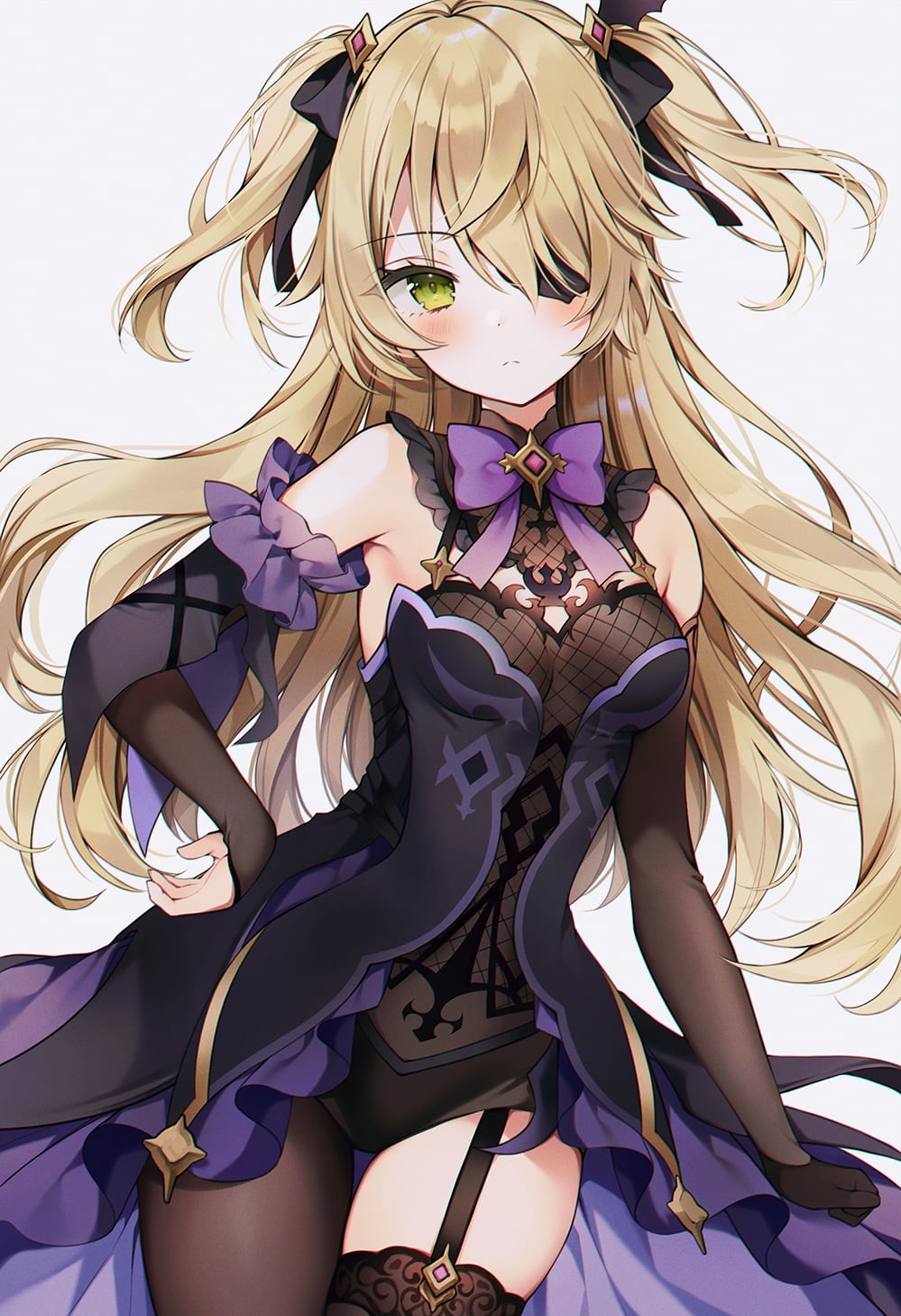 garter straps, Genshin Impact, anime girls, 720P, Fischl (Genshin Impact), dress, Weri, Phone HD Wallpaper