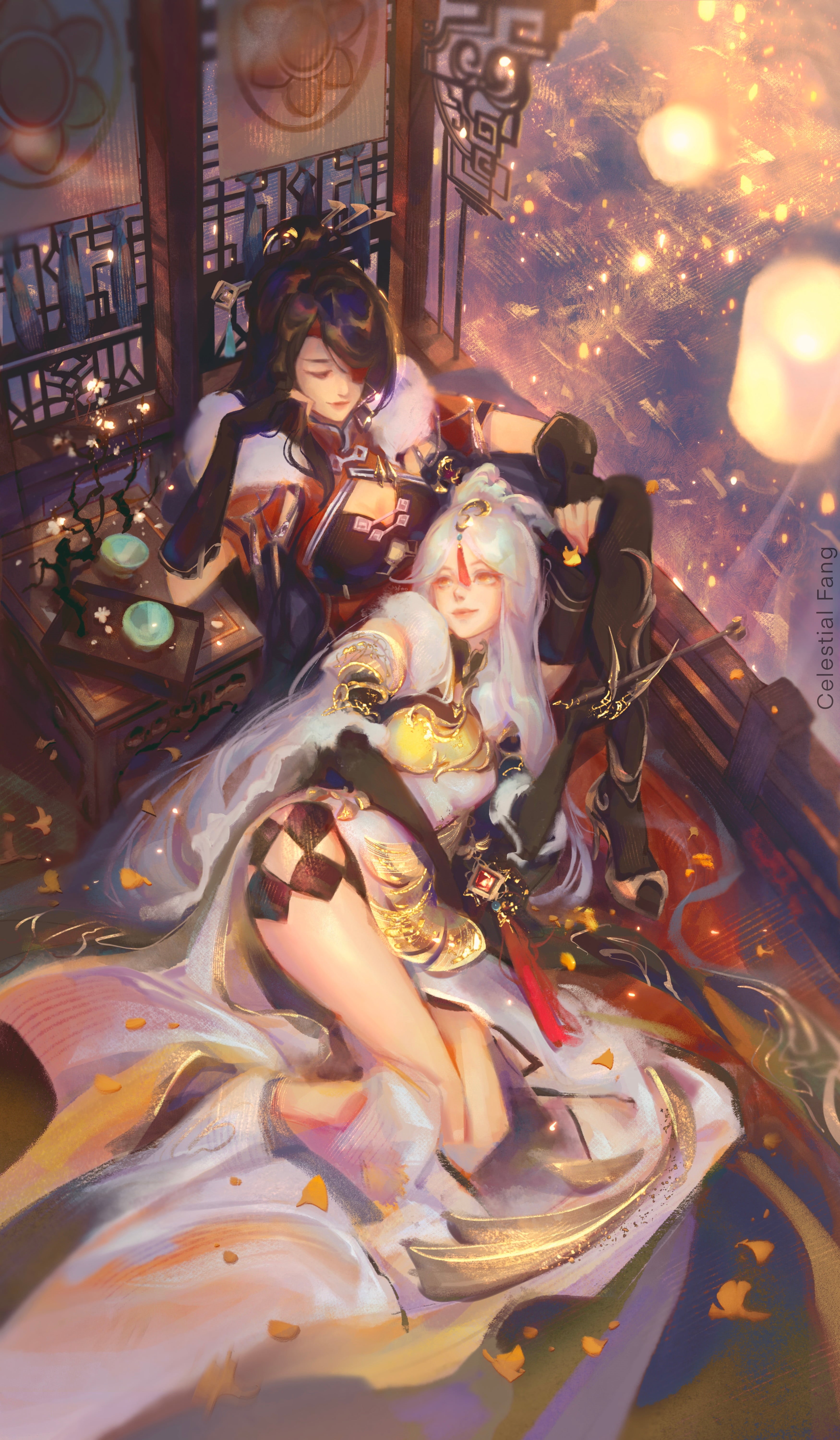 Ningguang (Genshin Impact), 5K, Beidou (Genshin Impact), anime girls, Genshin Impact, Phone HD Wallpaper