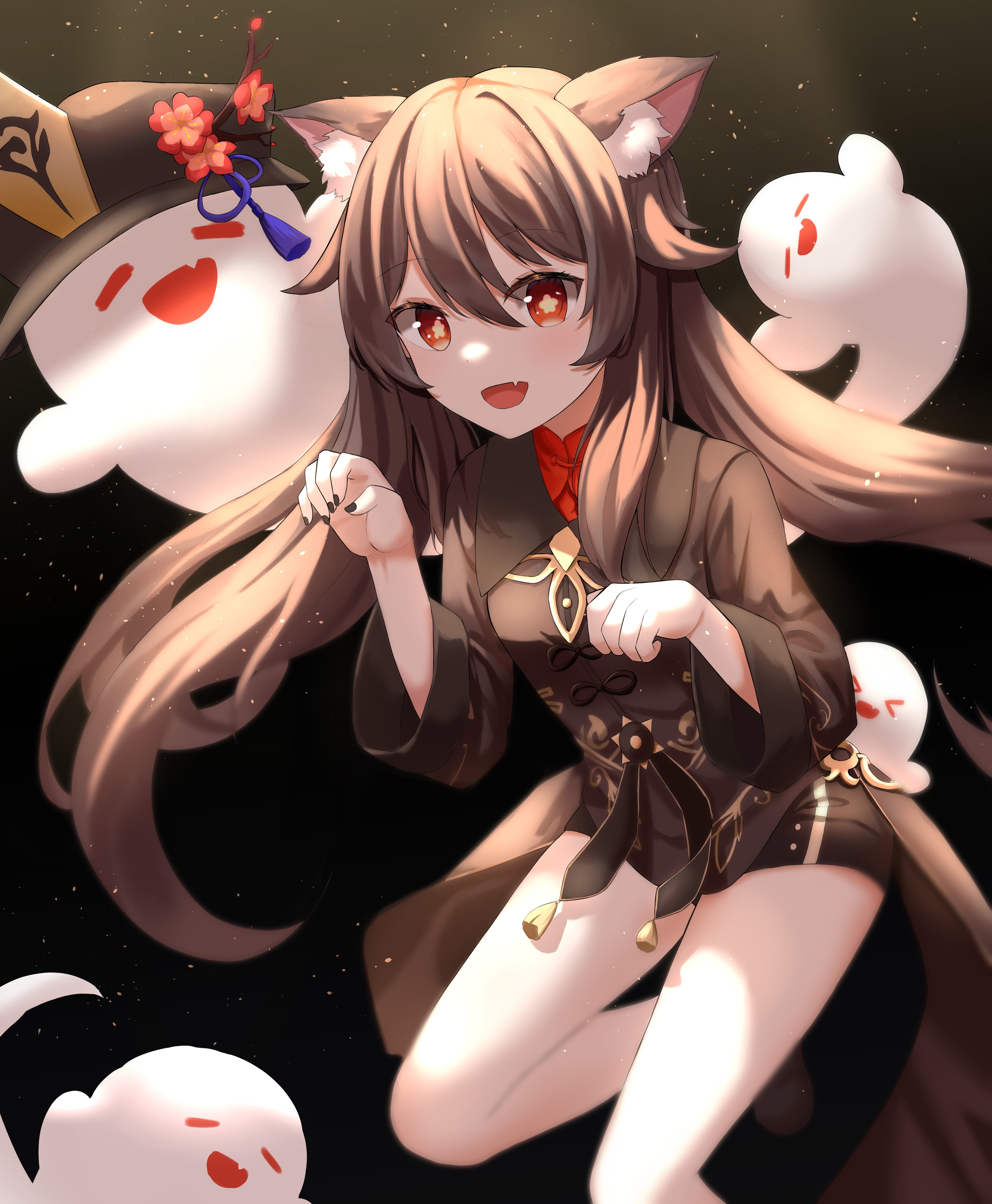 Genshin Impact, 5K, cat girl, anime girls, Hutao(Genshin Impact), Phone HD Wallpaper