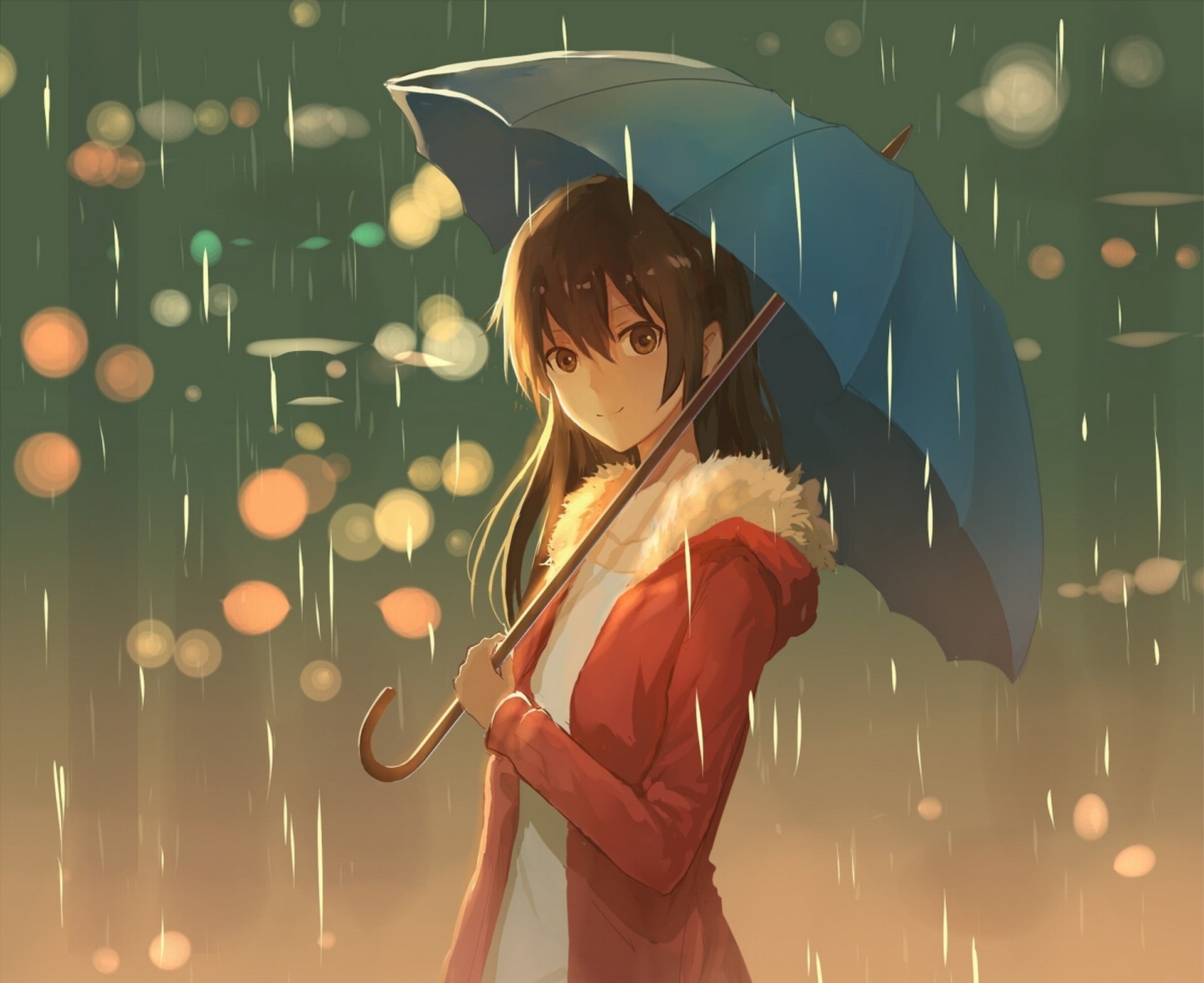 illuminated, standing, three quarter length, anime, hairstyle, 1080P, one person, lifestyles, anime girls, front view, waist up, beautiful woman, leisure activity, HD Wallpaper