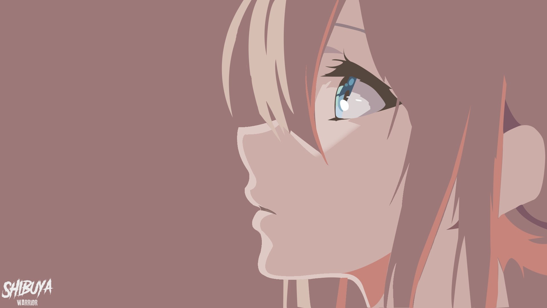 anime girls, profile, simple background, blue eyes, Violet Evergarden, 1080P, face, anime, HD Wallpaper