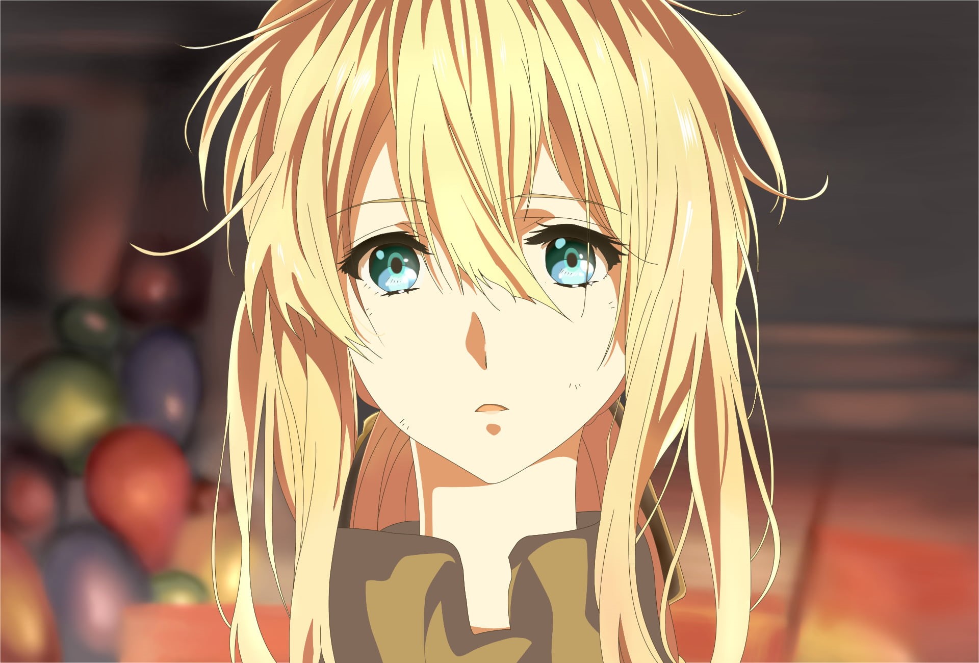Violet Evergarden (Character), Anime, close-up, girl, character, male likeness, portrait, art and craft, looking at camera, focus on foreground, blond hair, HD Wallpaper