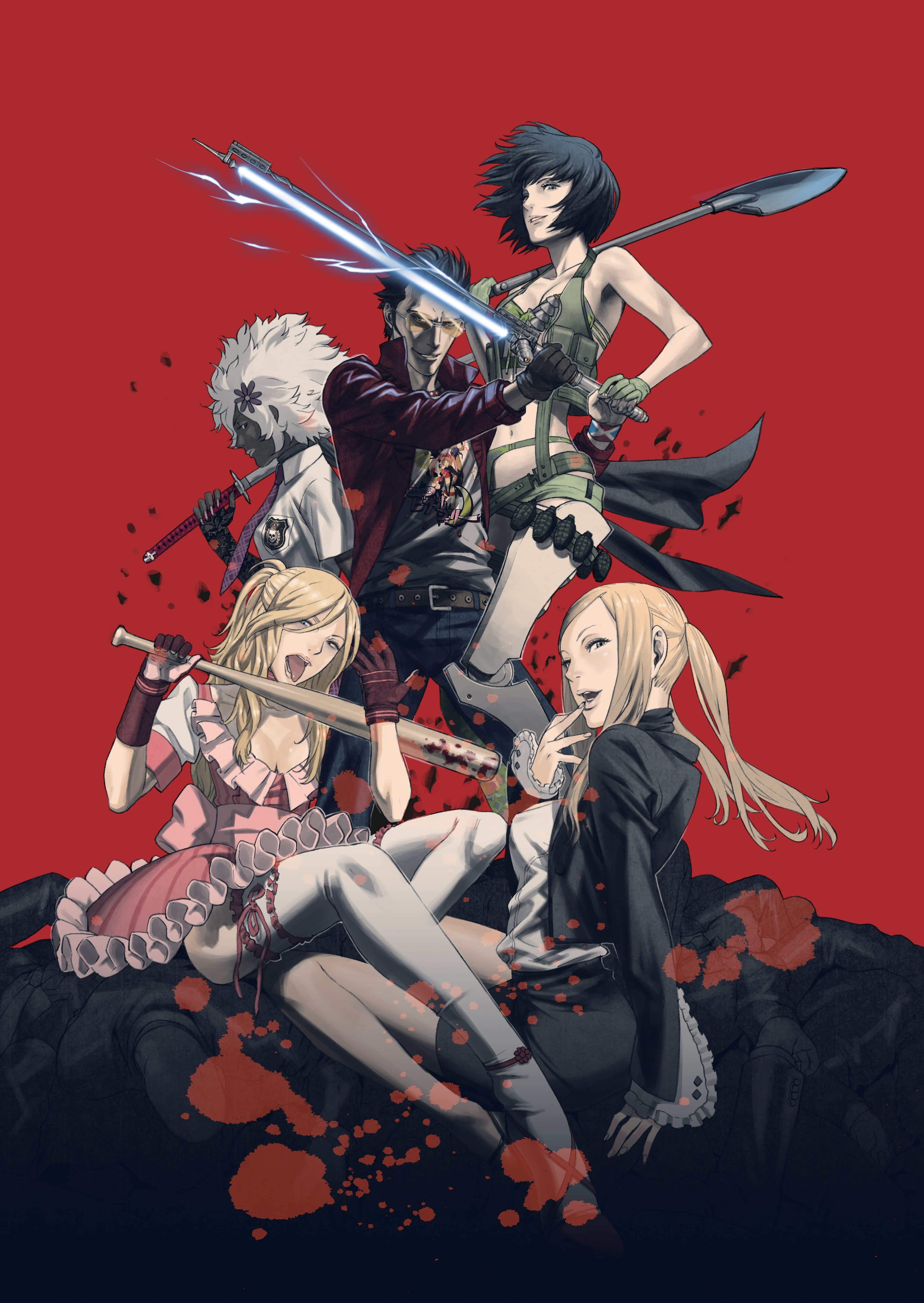 artwork, girls, art, blondes, 5K, hd, white, anime, heroes, blood, hair, hot, weapons, x, Phone HD Wallpaper
