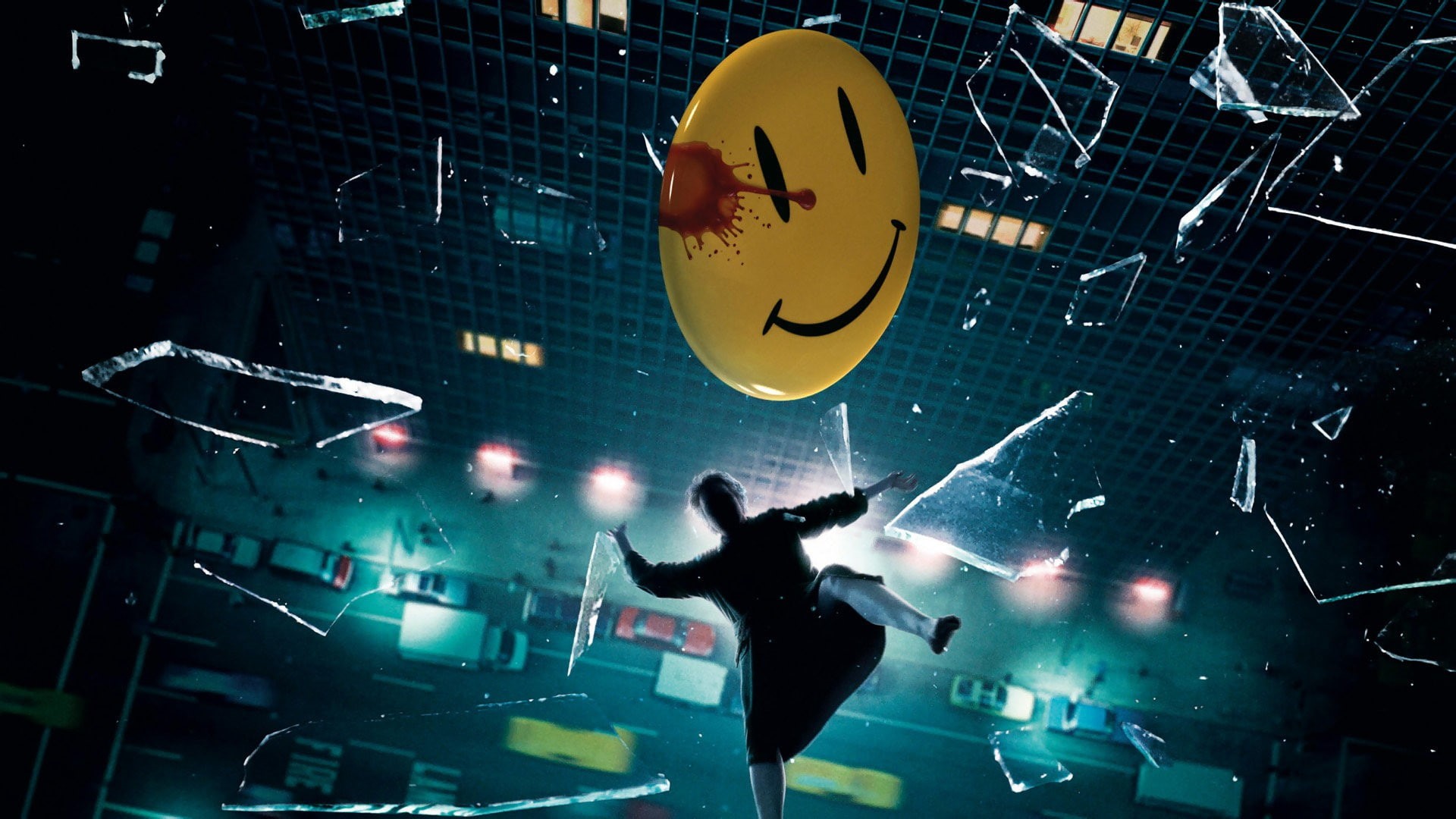 movies, illuminated, nightlife, silhouette, people, crowd, event, group of people, 1080P, Watchmen, broken glass, men, The Comedian, arts culture and entertainment, HD Wallpaper