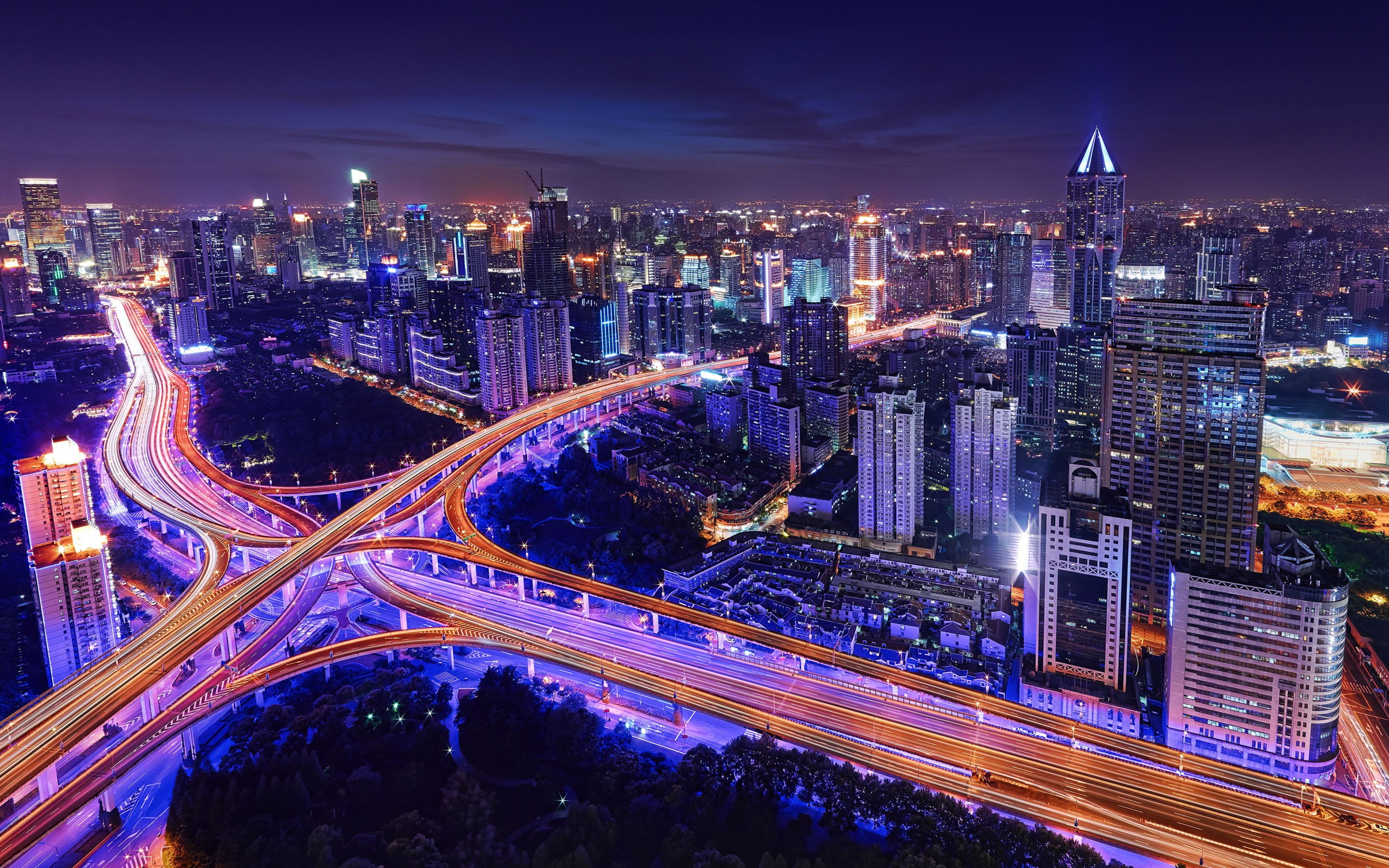 bright, skyscraper, built structure, east, cityscape, landscape, city street, road, illuminated, office building exterior, building, china, modern, metropolis, HD Wallpaper