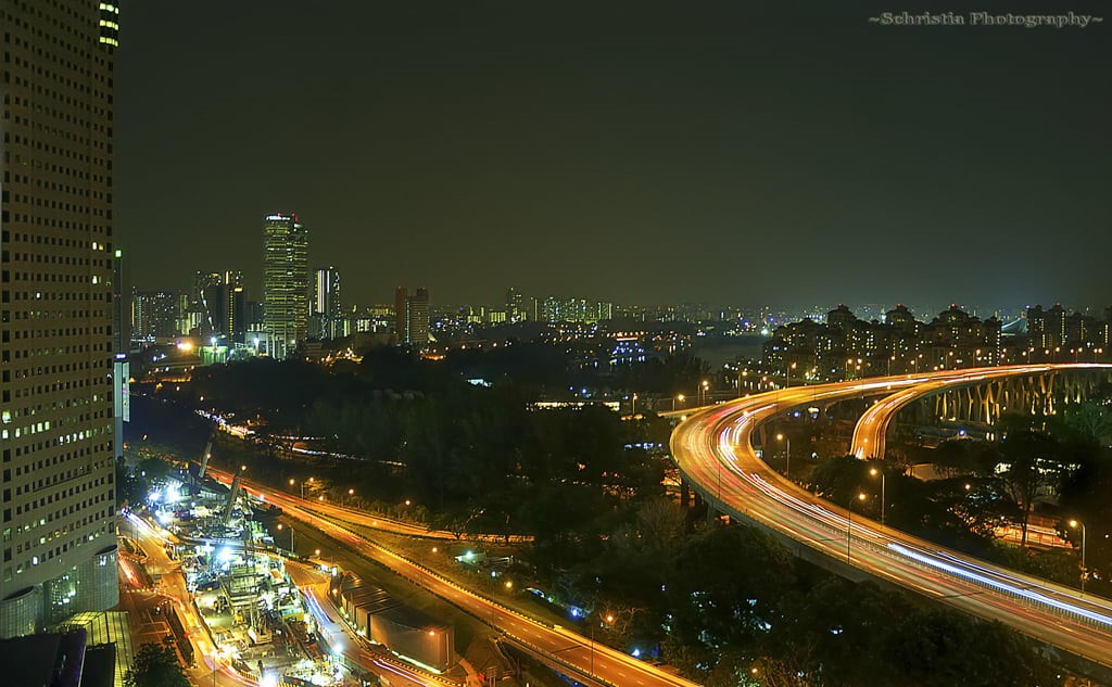 urban Skyline, road, car, aerial photo, famous Place, traffic, architecture, photo, trails, downtown District, Night, china - East Asia, DSC, Singapore, HD Wallpaper