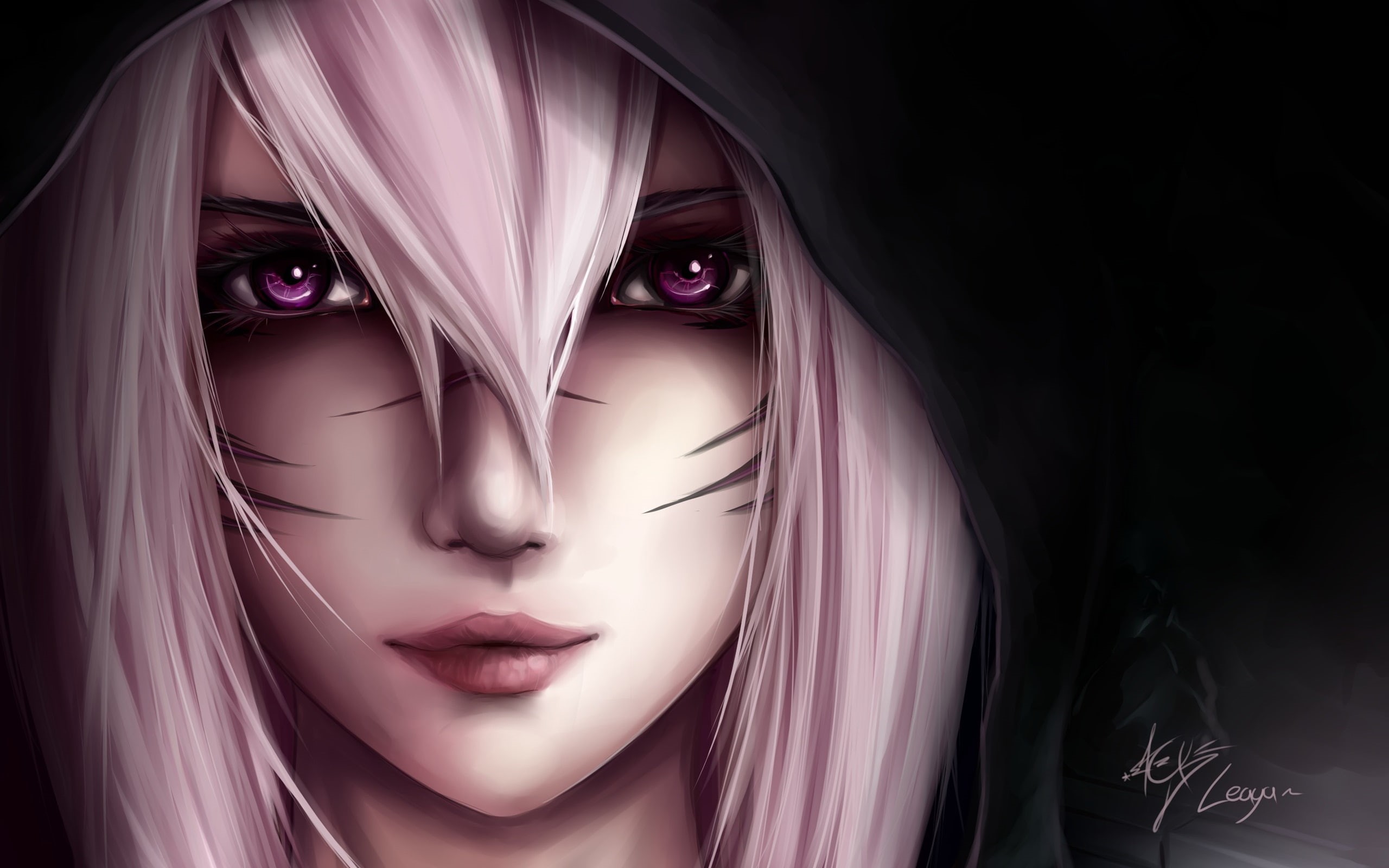 Hair, White, Art, 2K, Girl, Background, Black, Picture, HD Wallpaper