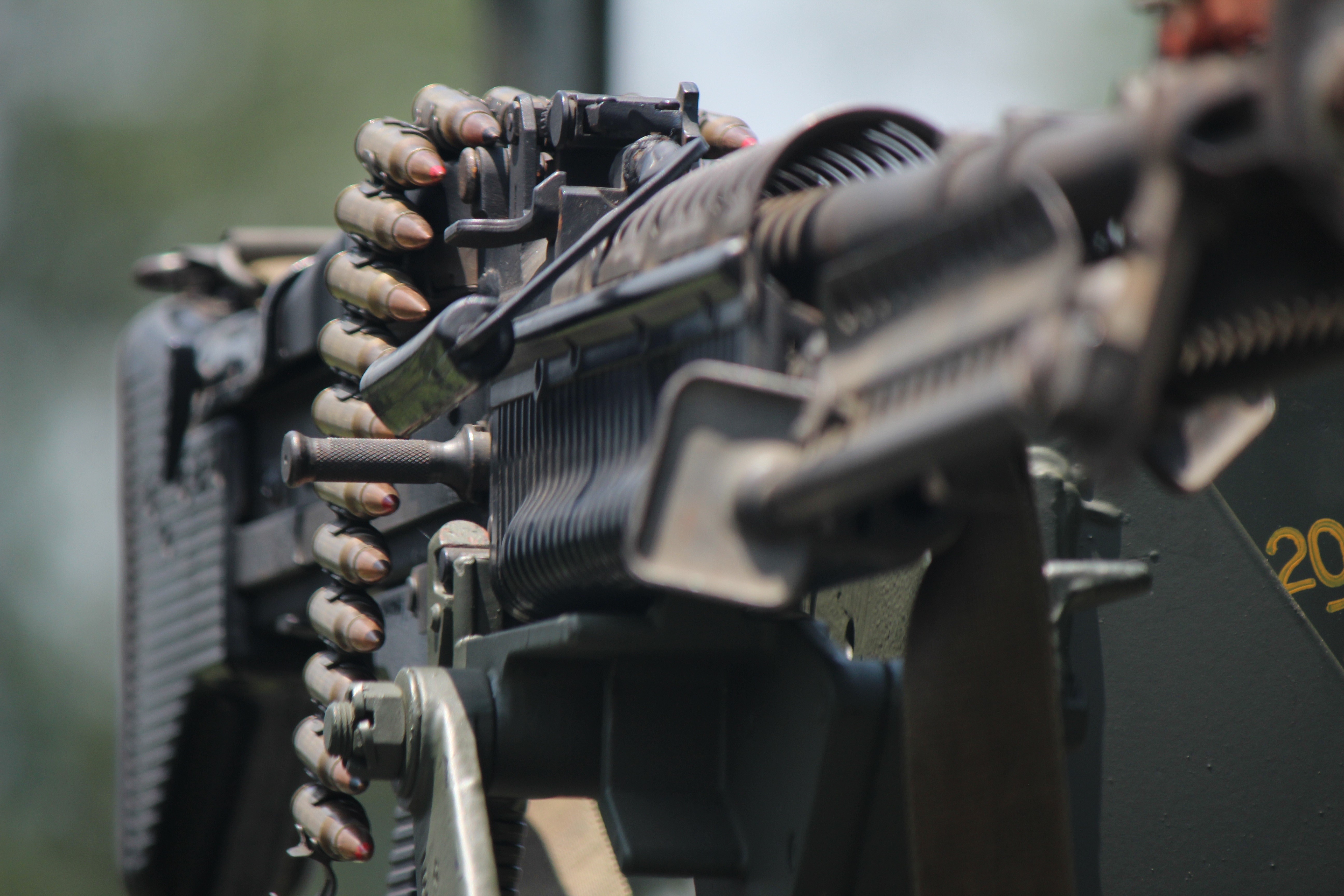 machine, ammunition, selective focus, close-up, chain, no people, vietnam, 5K, connection, in a row, military, large, manufacturing equipment, gun, indoors, HD Wallpaper