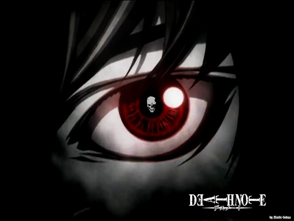 black background, number, red, one person, technology, healthcare and medicine, 480P, sensory perception, sky, anime, yagami, text, studio shot, illuminated, HD Wallpaper