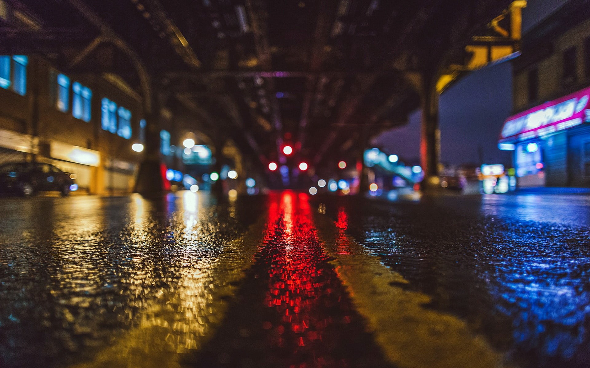the city, state rain the Bronx, night, bokeh, rain, 1080P, New-York, city, lights, HD Wallpaper