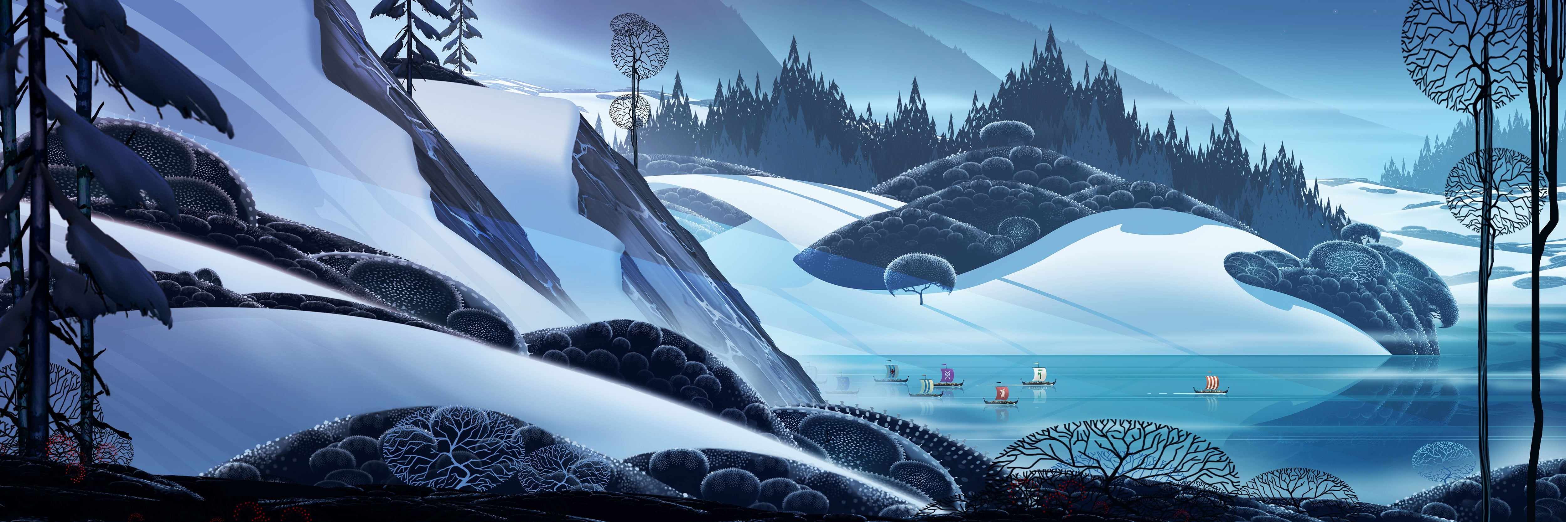 built structure, business, travel, frozen, cold temperature, 4K, digital composite, snow, sky, white, digital art, outdoors, building exterior, The Banner Saga, HD Wallpaper