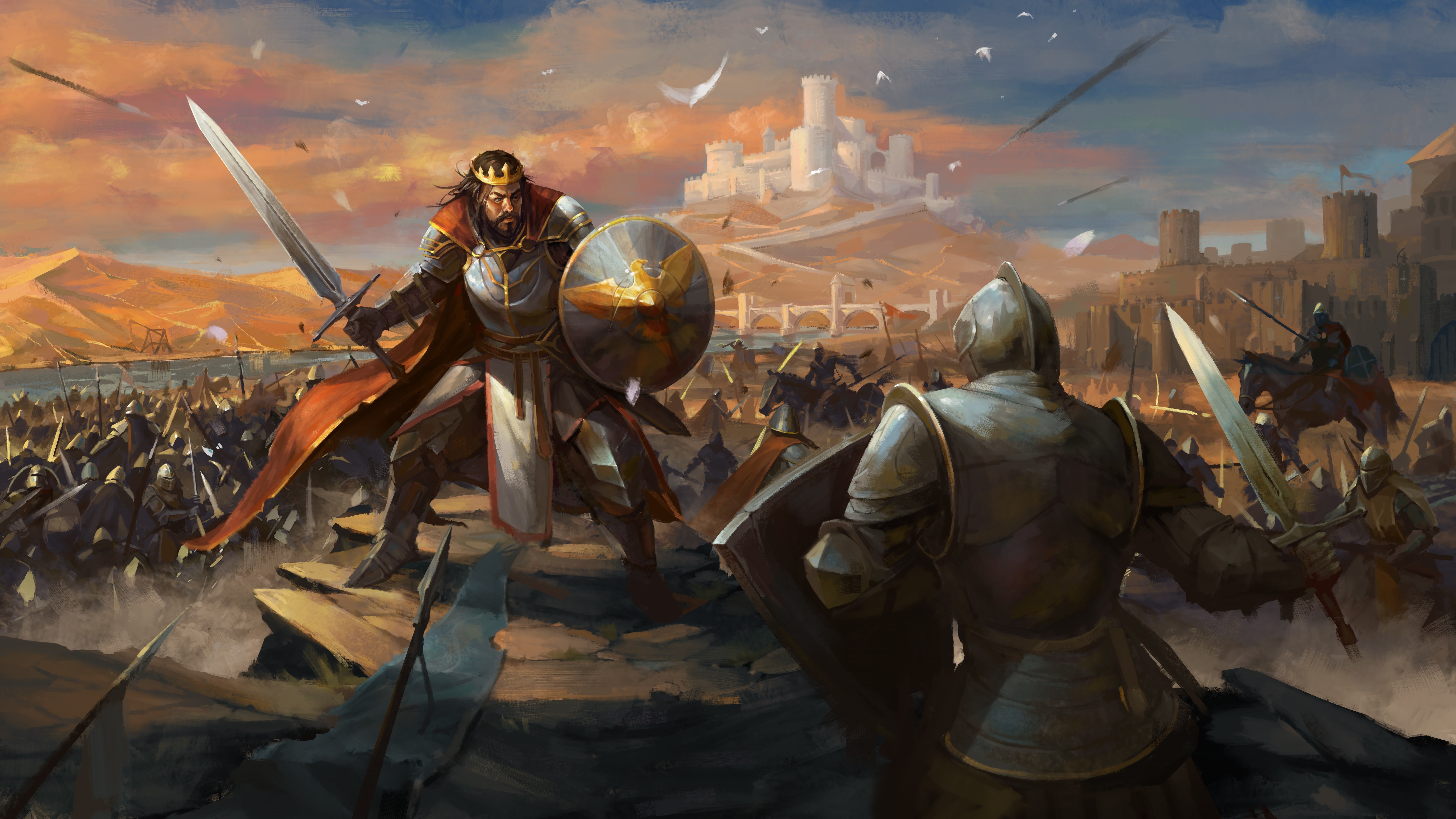 Knight, 8K, Shield, Castle, Armor, Warrior, Battle, Fantasy, Sword, HD Wallpaper