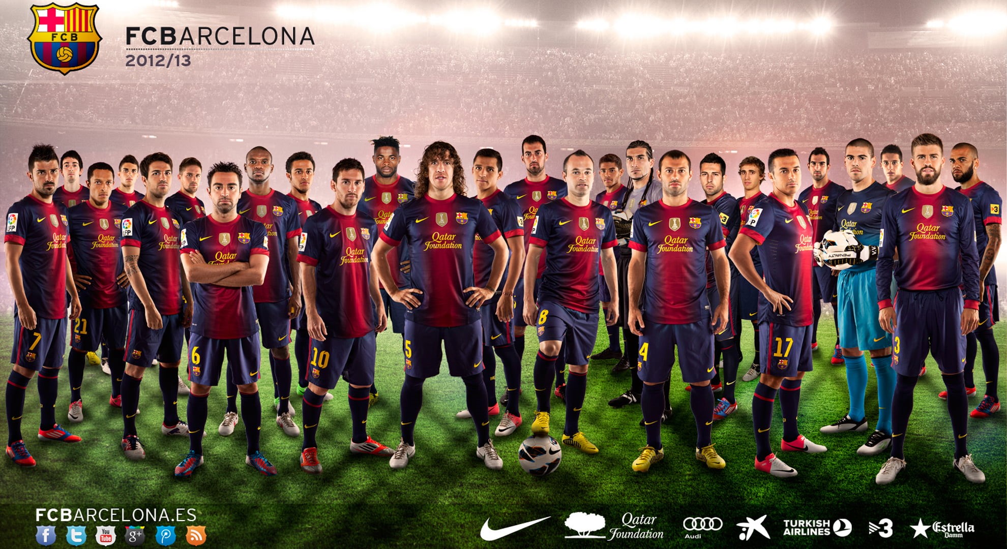 competitive Sport, front view, FC Barcelona, adult, team, looking at camera, 1080P, group Of People, women, people, portrait, child, large group of people, HD Wallpaper