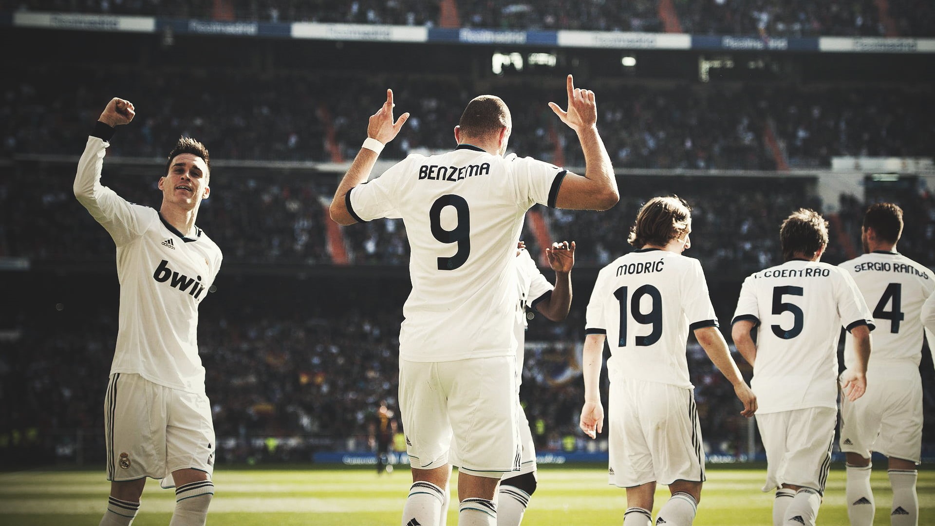 sportsman, clothing, hand, real madrid, sport, sergio ramos, 1080P, limb, group of people, soccer, people, competition, men, adult, real, karim benzema, HD Wallpaper