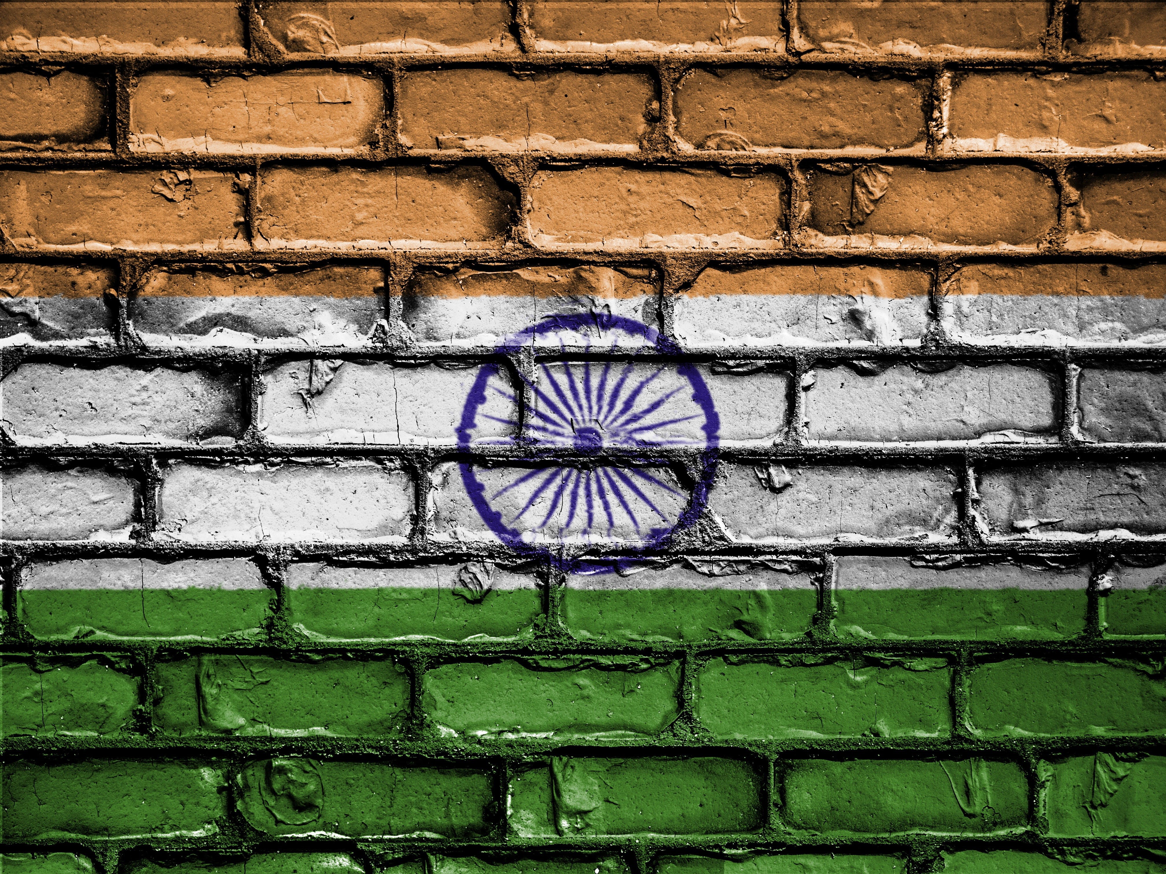 banner, brick, 4K, textured, national, india, multi colored, wall, full frame, day, shape, nation, wall - building feature, building exterior, patriotic, HD Wallpaper