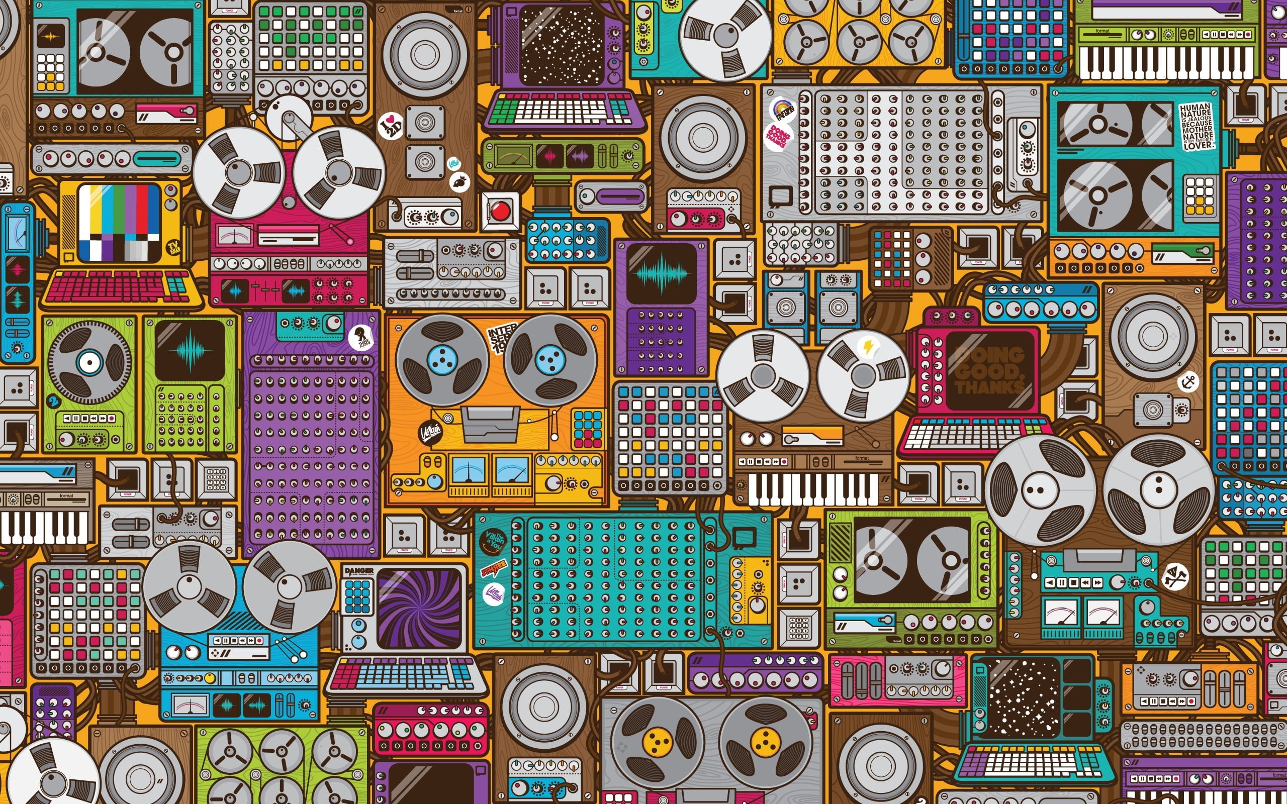 banner, pattern, communication, large group of objects, abundance, tile, community, patchwork, decoration, design, variation, recorder, reel-to-reel tape recorders, HD Wallpaper
