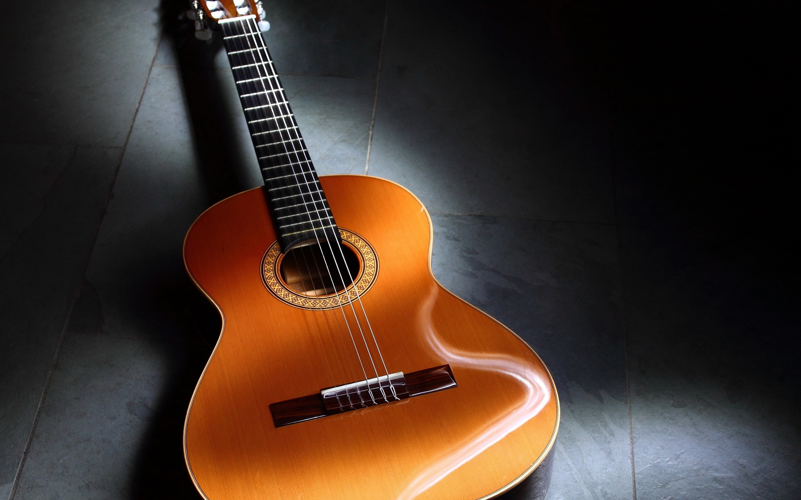 brown, background, guitar, music, 2K, classical, HD Wallpaper