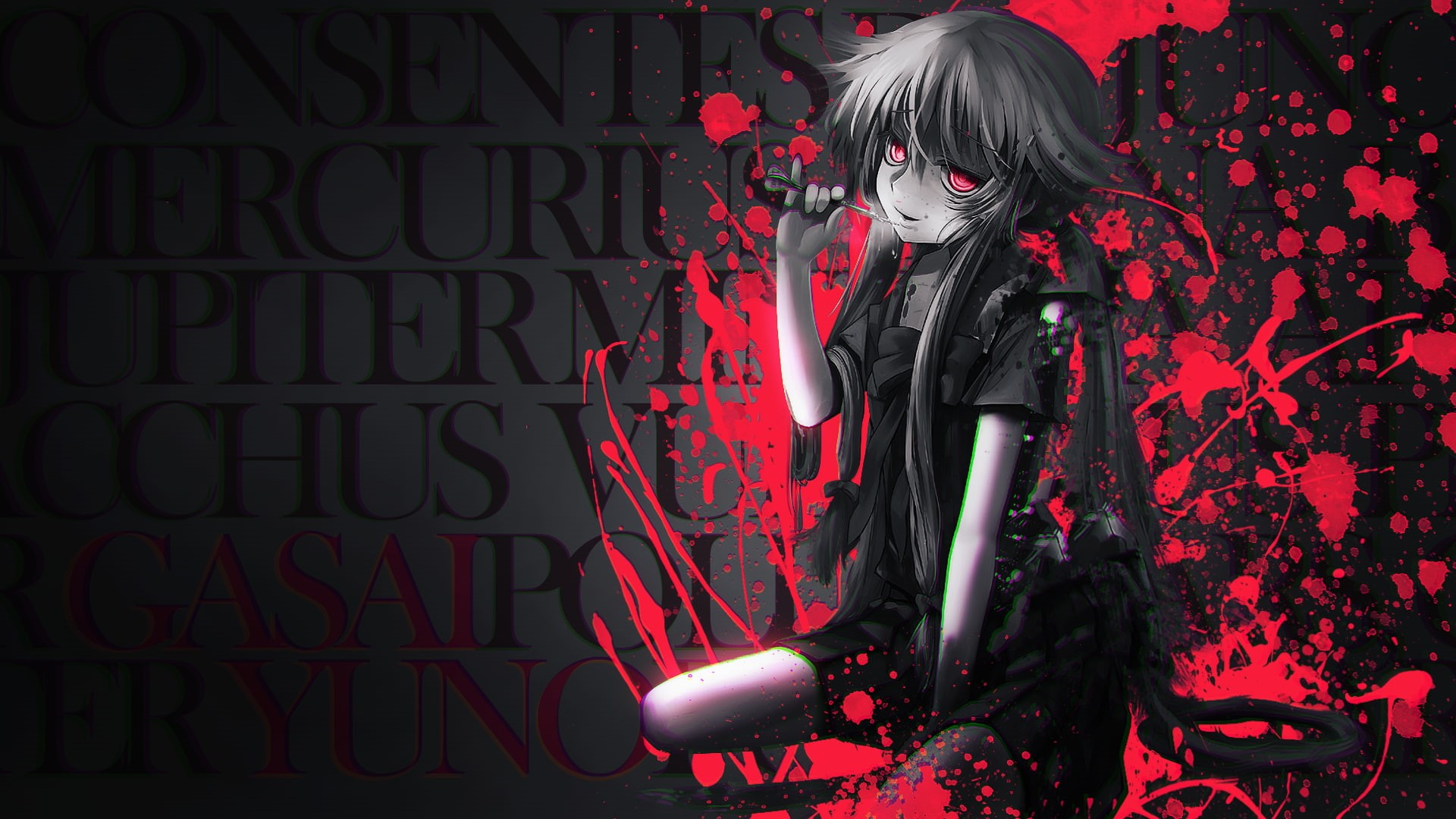 Mirai Nikki, anime, 1080P, yandere, Gasai Yuno, HD Wallpaper
