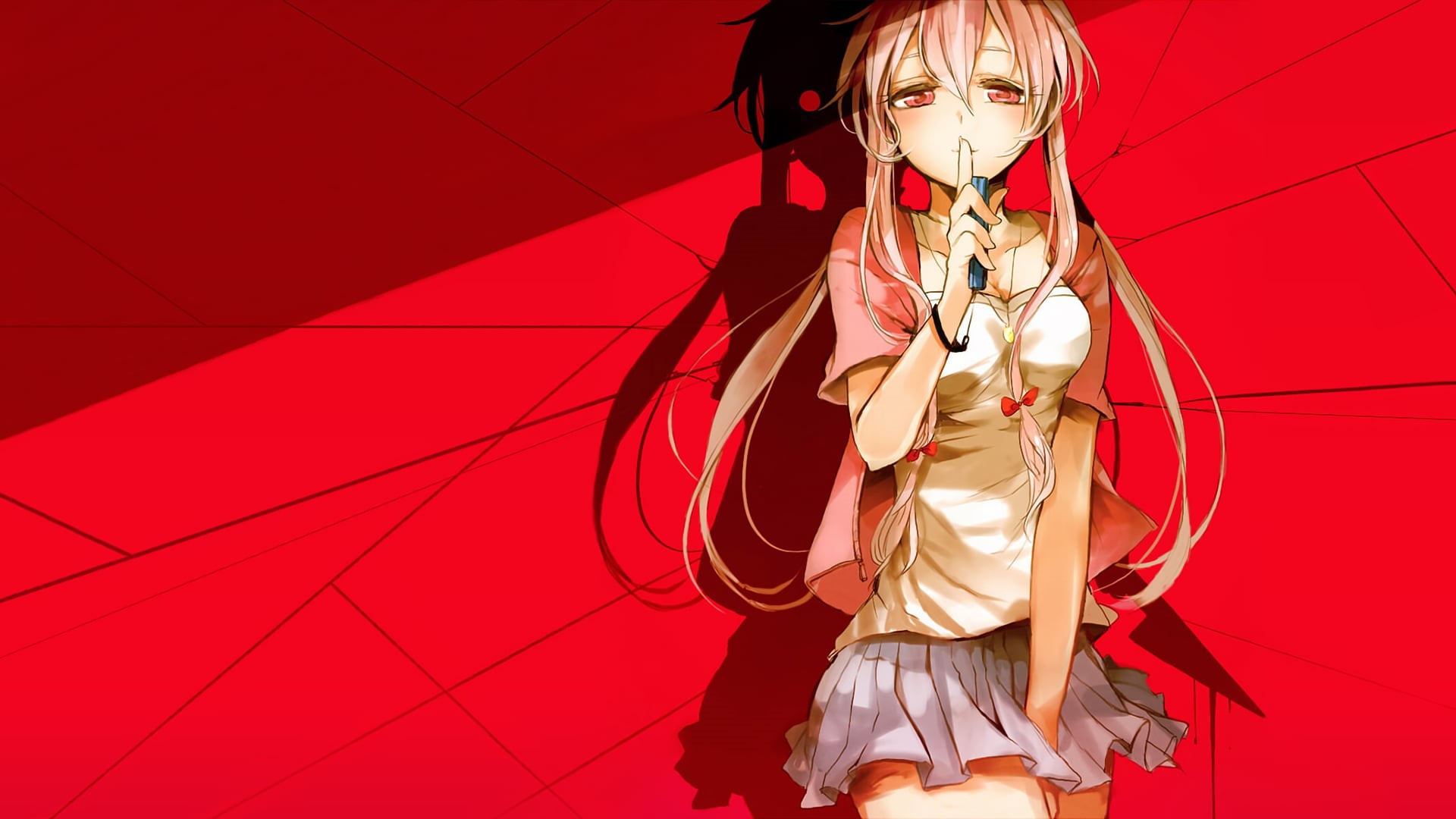 Gasai Yuno, front view, adult, portrait, colored background, holding, arts culture and entertainment, beauty, anime girls, blond hair, event, beautiful people, HD Wallpaper
