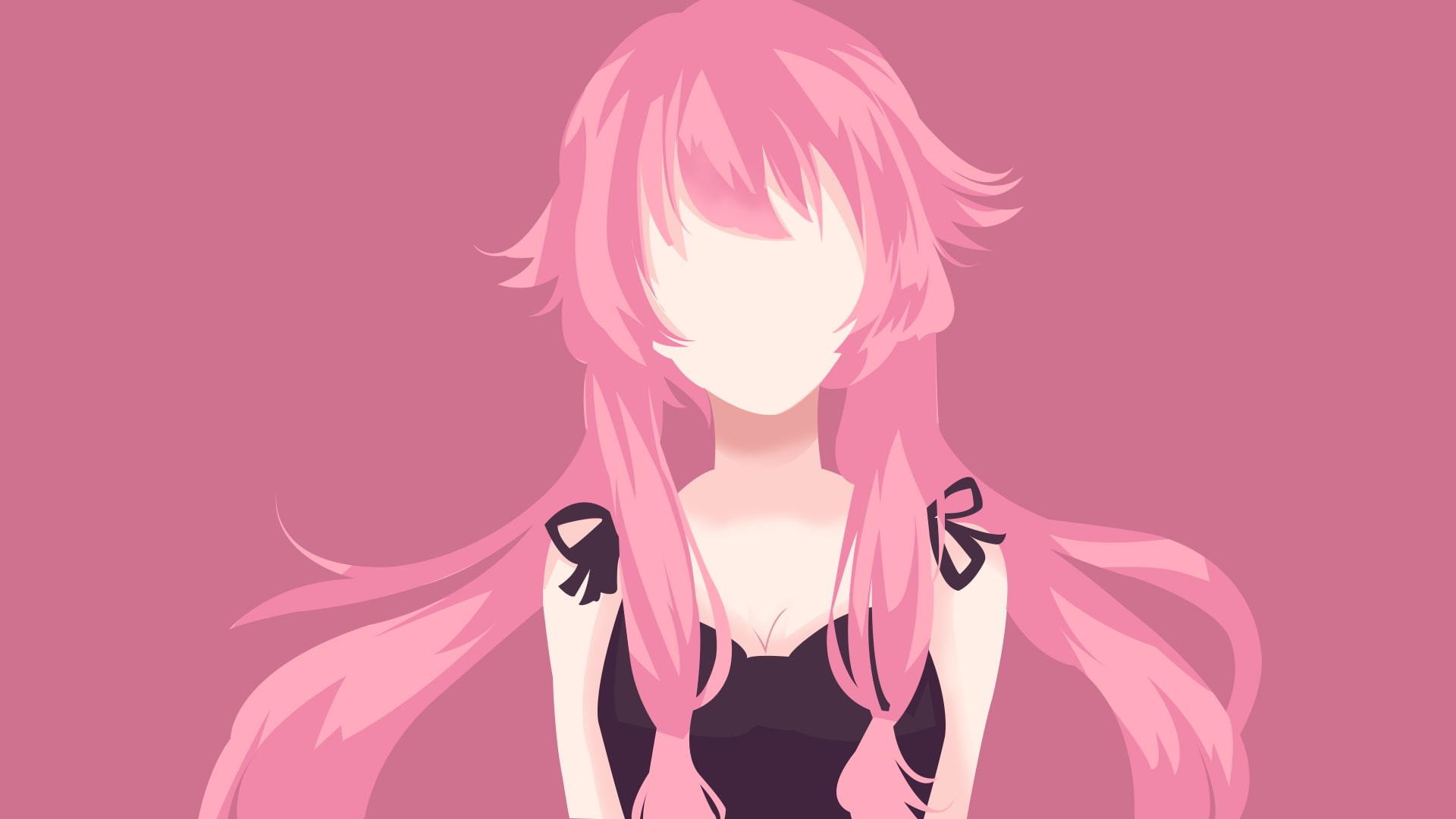 anime, Mirai Nikki, pink hair, Gasai Yuno, minimalism, anime girls, 1080P, HD Wallpaper