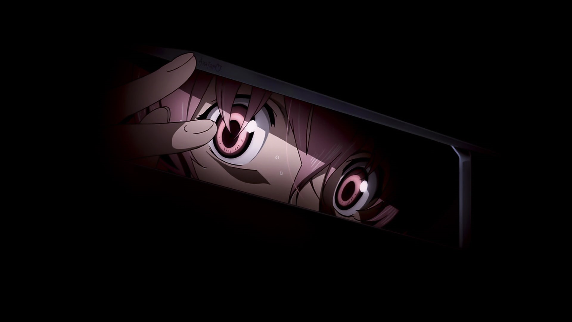 communication, Gasai Yuno, architecture, illuminated, no people, anime, representation, red, copy space, Mirai Nikki, sign, text, close-up, night, 1080P, HD Wallpaper