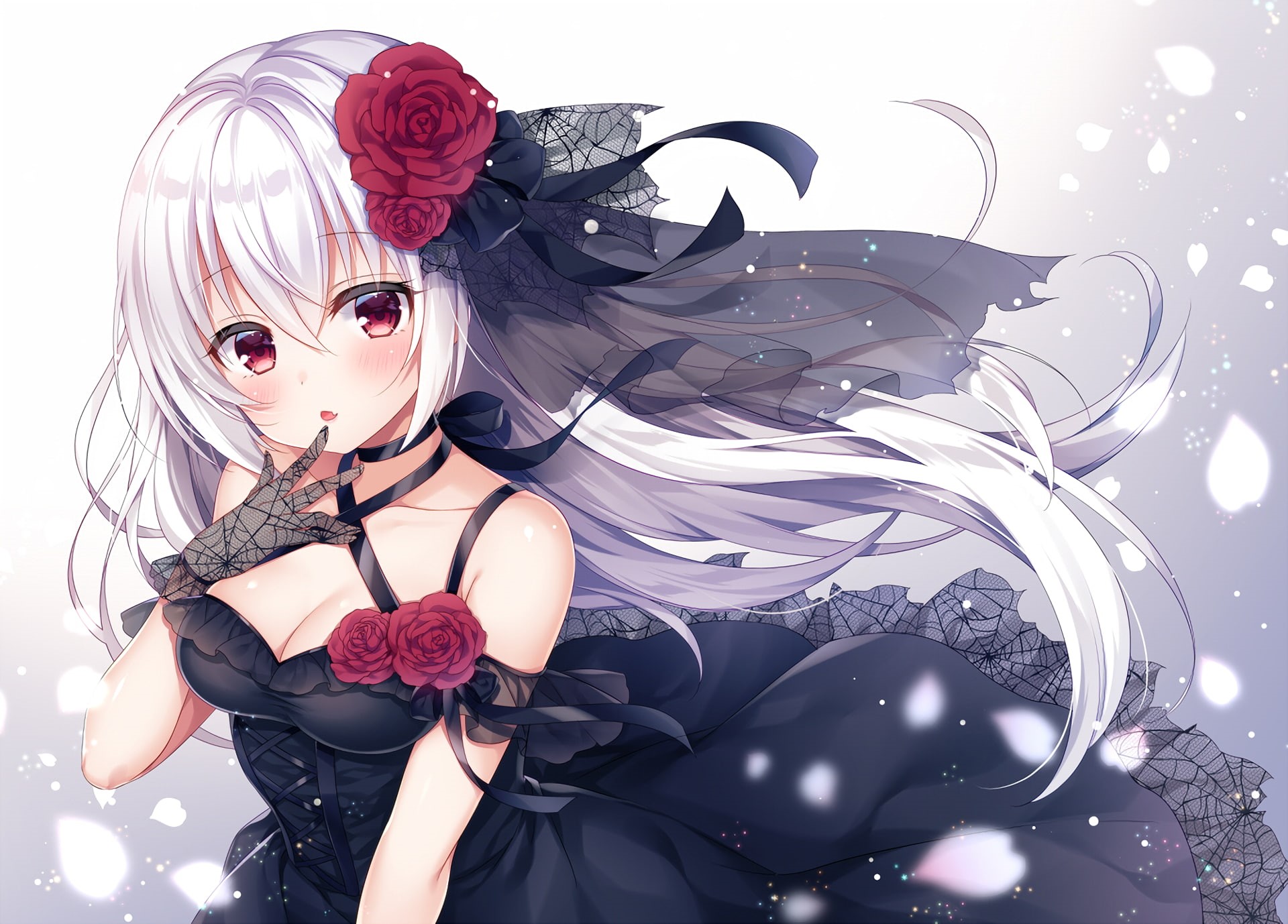 holiday, representation, doll, black dress, white hair, clothing, still life, indoors, petals, nature, black color, decoration, art and craft, human representation, HD Wallpaper