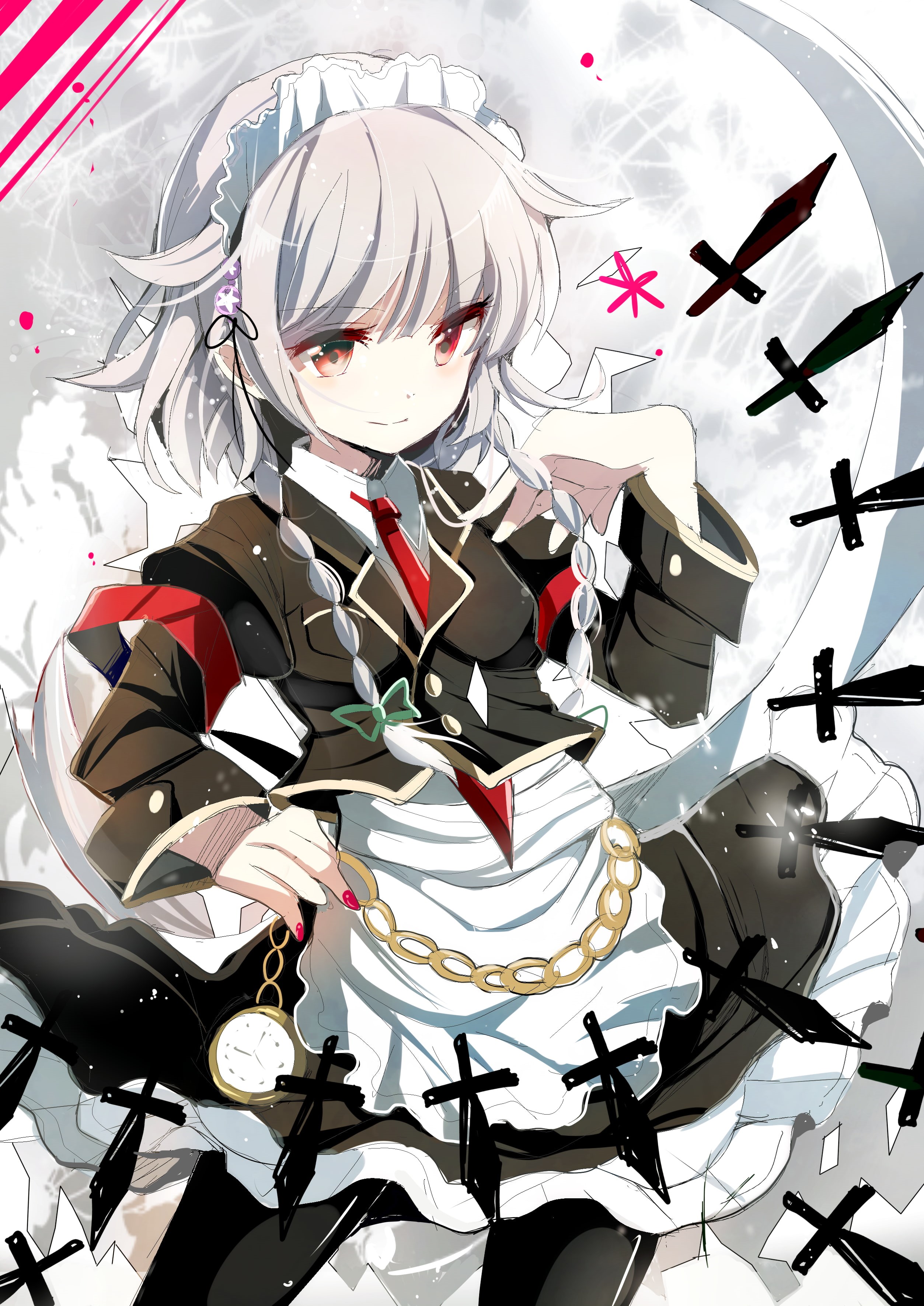 males, real people, sport, indoors, 2K, manga, human face, Izayoi Sakuya, maid outfit, adult, overworked, red eyes, standing, emotional stress, front view, Phone HD Wallpaper