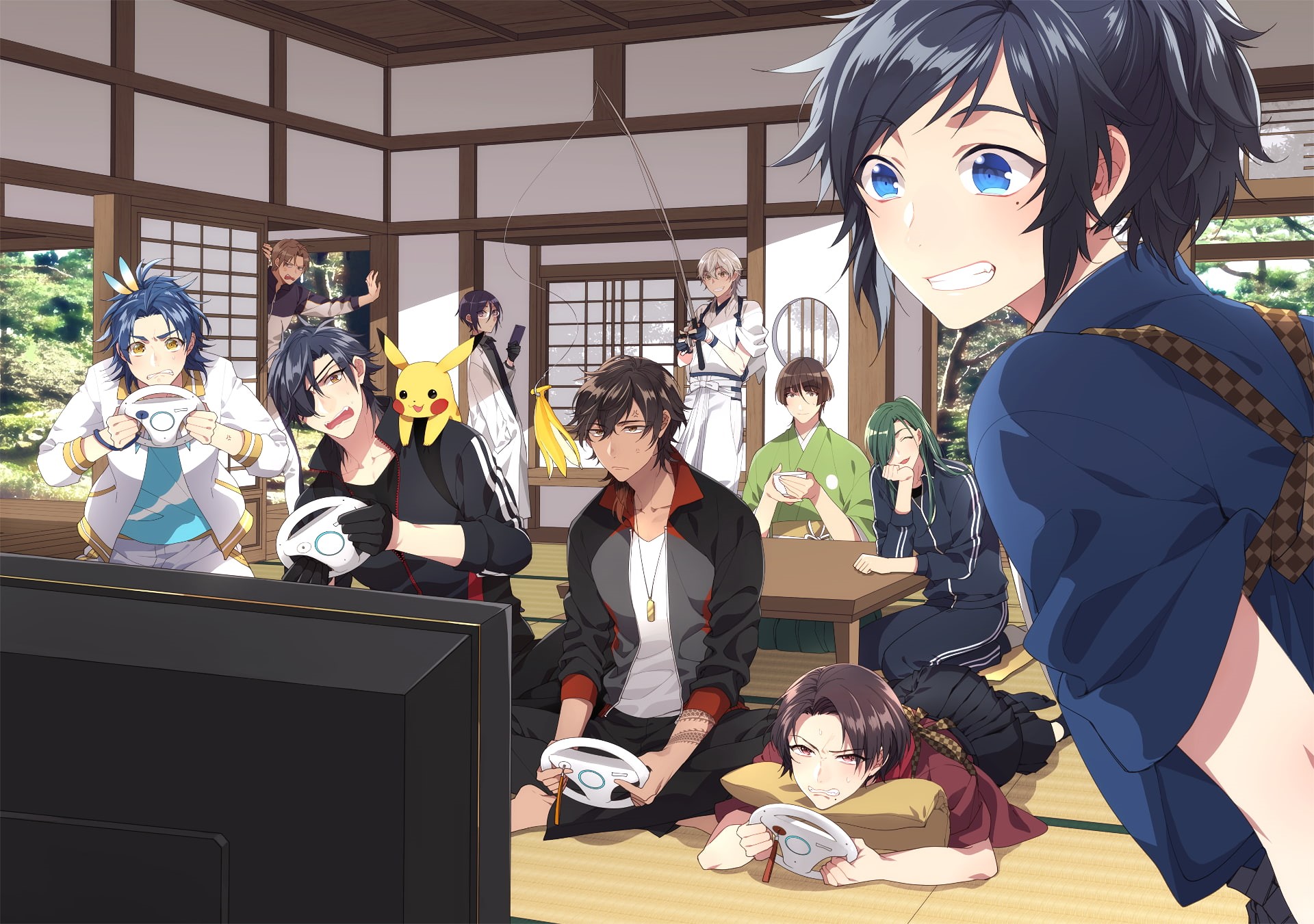 three quarter length, kashuu kiyomitsu, indoors, representation, day, touken ranbu: hanamaru, disguise, adult, mask, Anime, young adult, standing, 1080P, HD Wallpaper